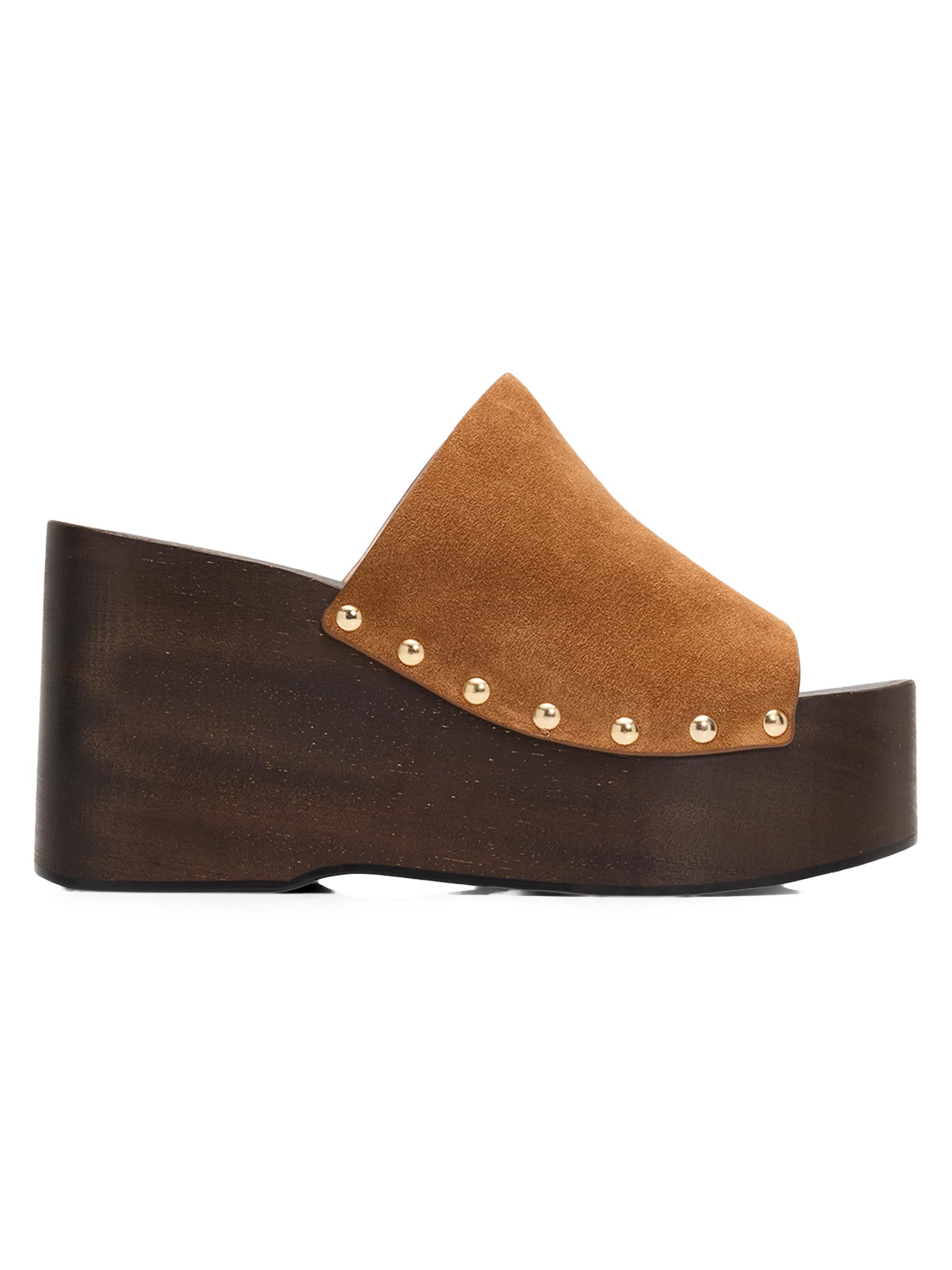Stuart Weitzman Women's Kate 100MM Studded Suede Clogs - Doe | Thumbnail 7