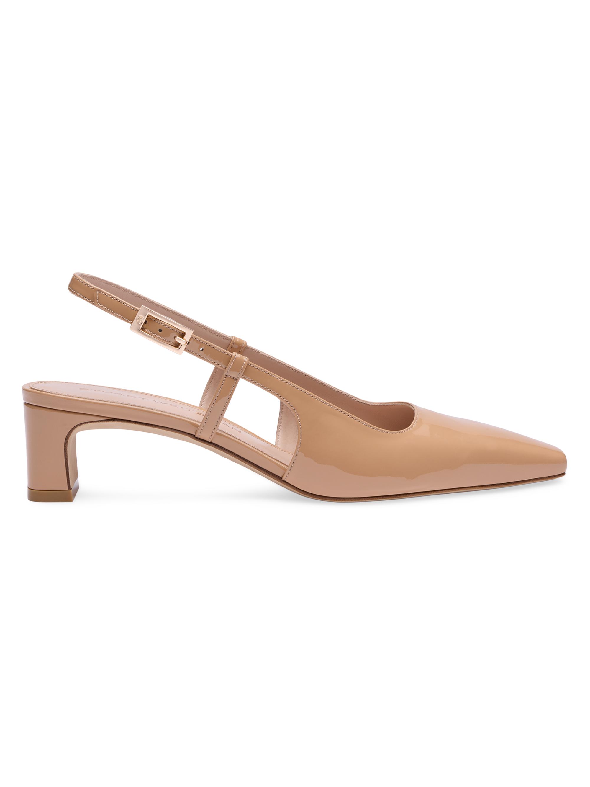 Stuart Weitzman Women's Baby Babette 40MM Patent Leather Slingback Pumps - Adobe