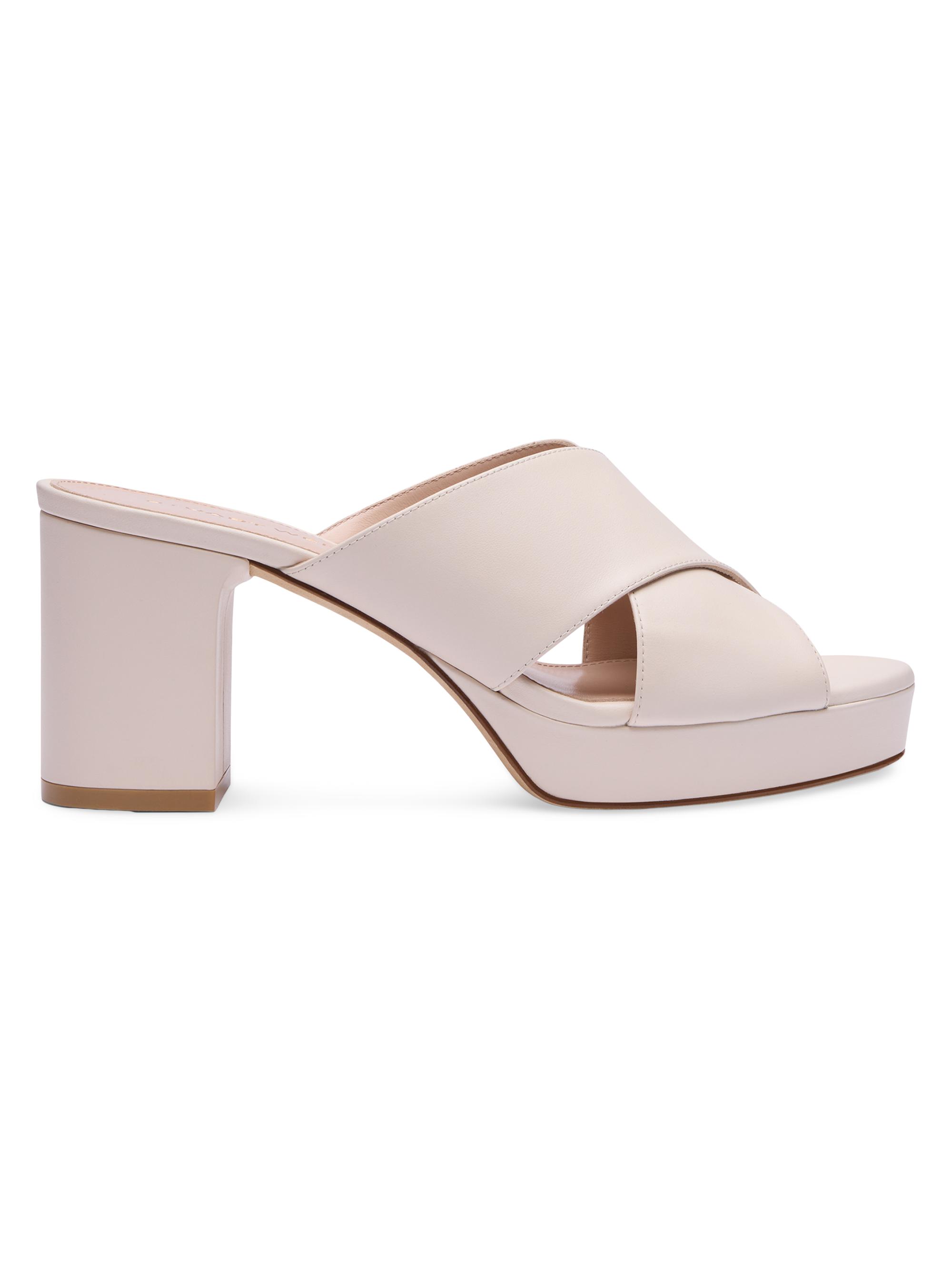 Stuart Weitzman Women's Dayna 80MM Leather Platform Slide Sandals - Linen