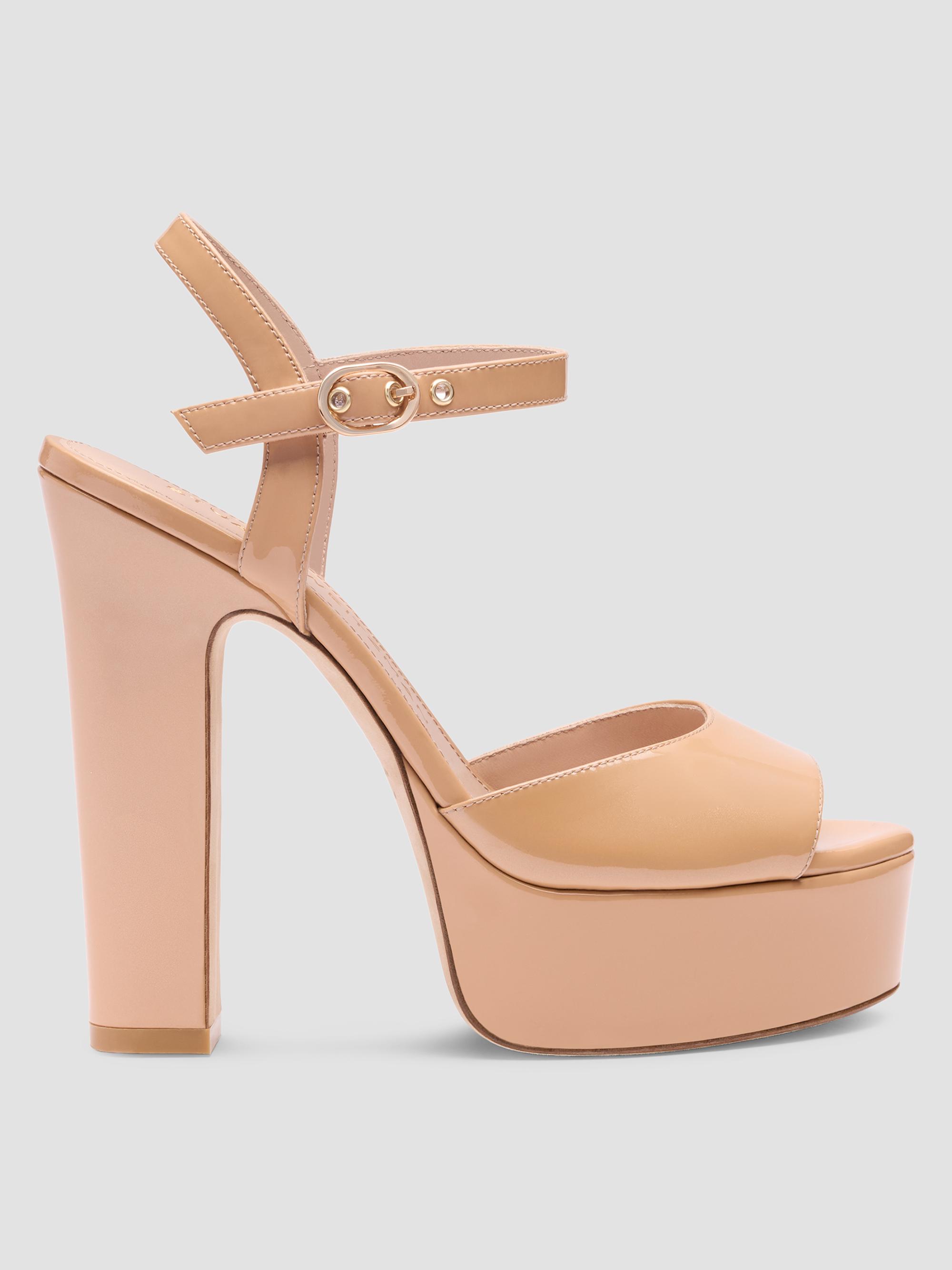 Stuart Weitzman Women's Reade 130MM Patent Leather Platform Sandals - Adobe | Thumbnail 3