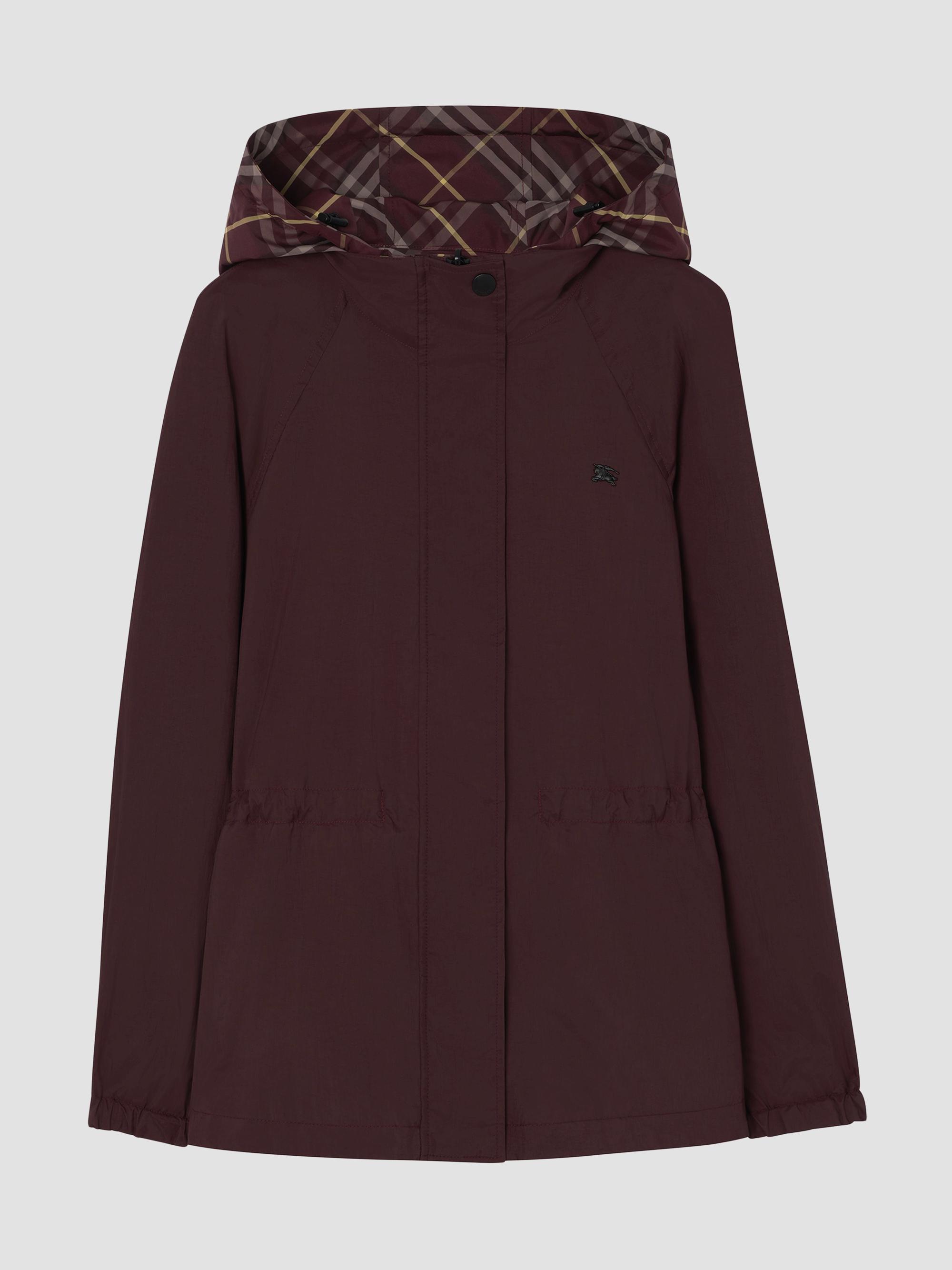 Burberry Women's Shifford Reversible Check Nylon Hooded Jacket - Vineyard Red | Thumbnail 5