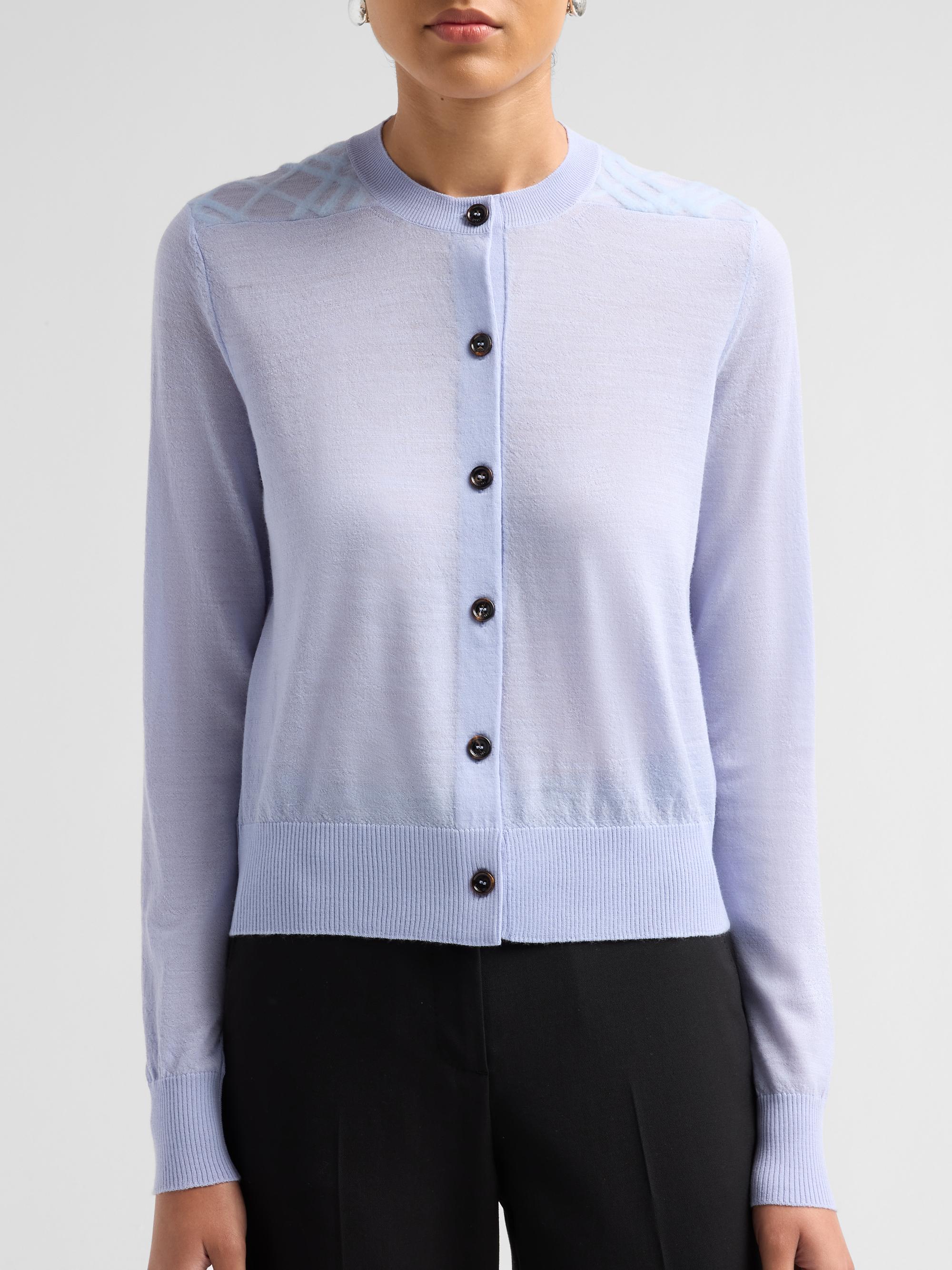 Burberry Wendy Wool Check-Shoulder Cardigan | Saks Fifth Avenue