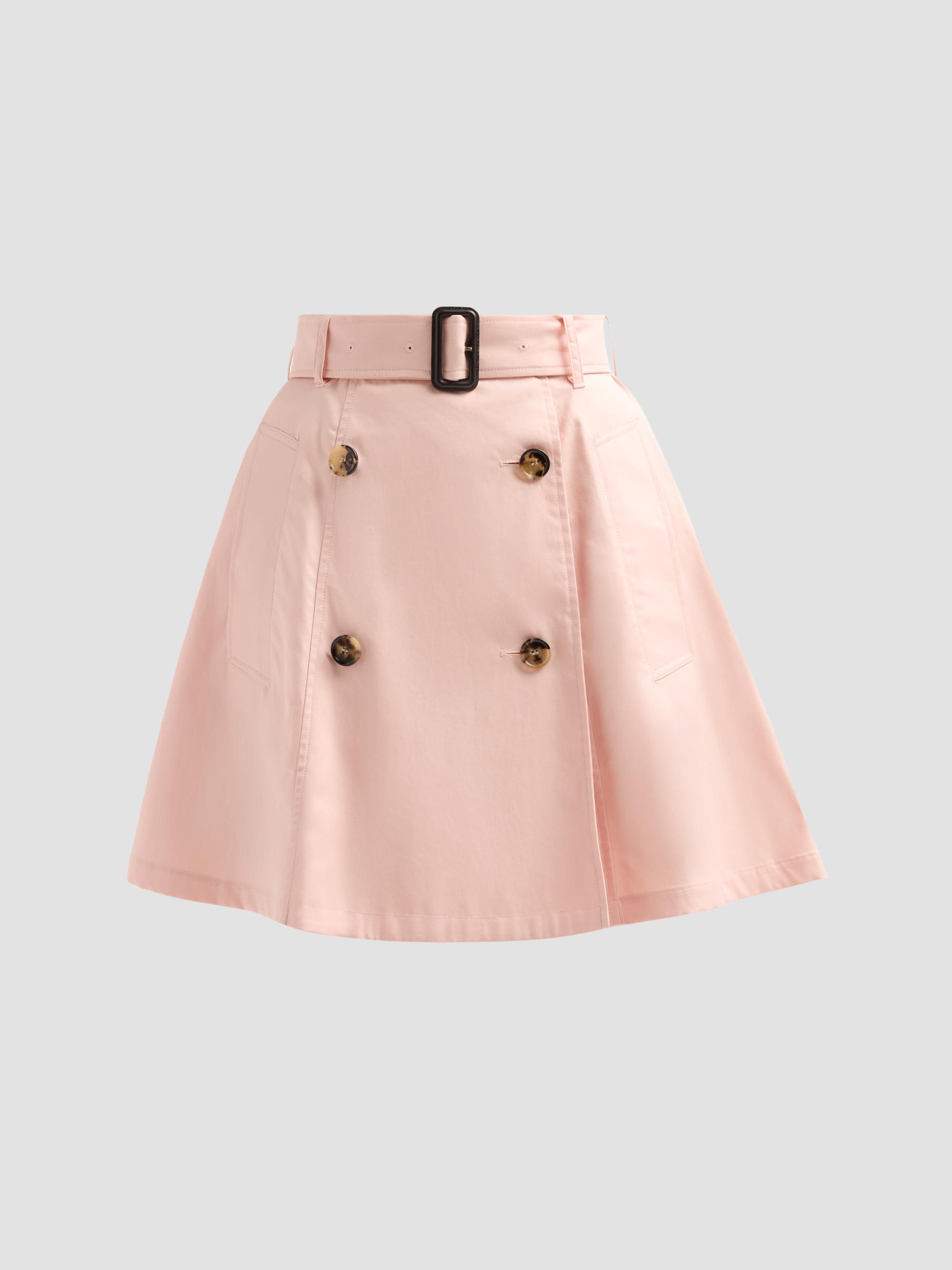 Burberry Women's Josselyn Cotton Gabardine Trench Mini Skirt - Compact Pink | Thumbnail 6