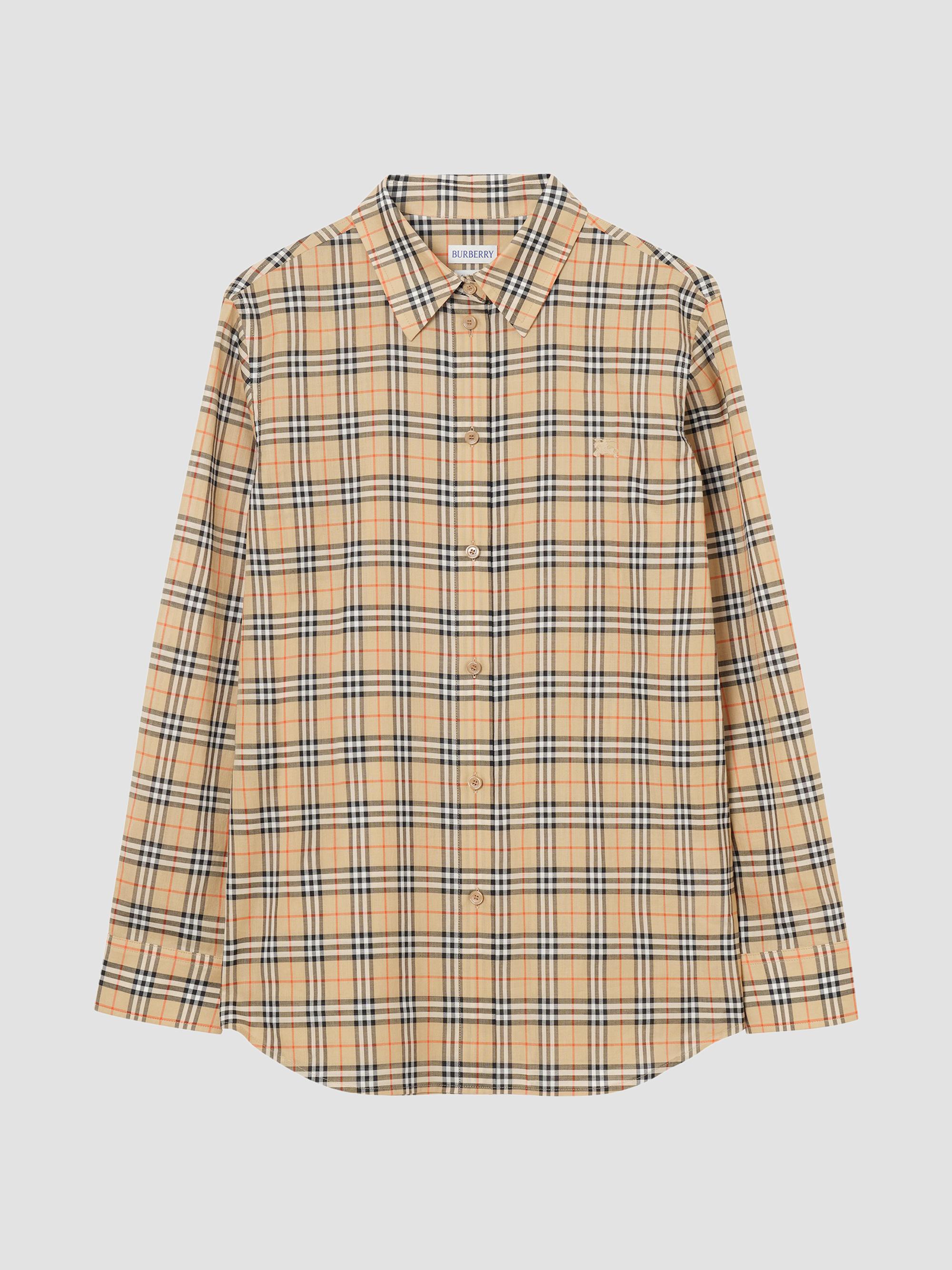 Burberry Women's Emma Check Cotton Shirt - Sand Check | Thumbnail 4