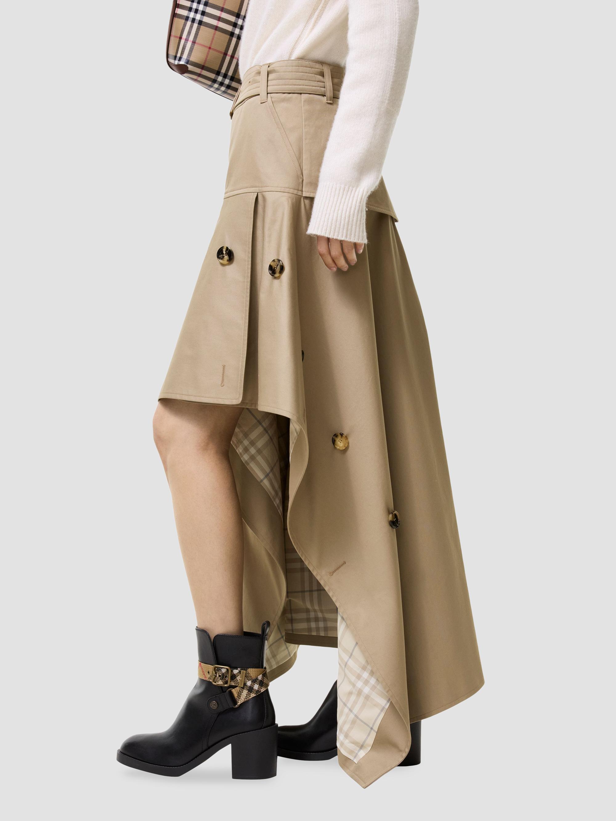 Burberry Heather Gabardine Asymmetric Trench Maxi Skirt | Saks