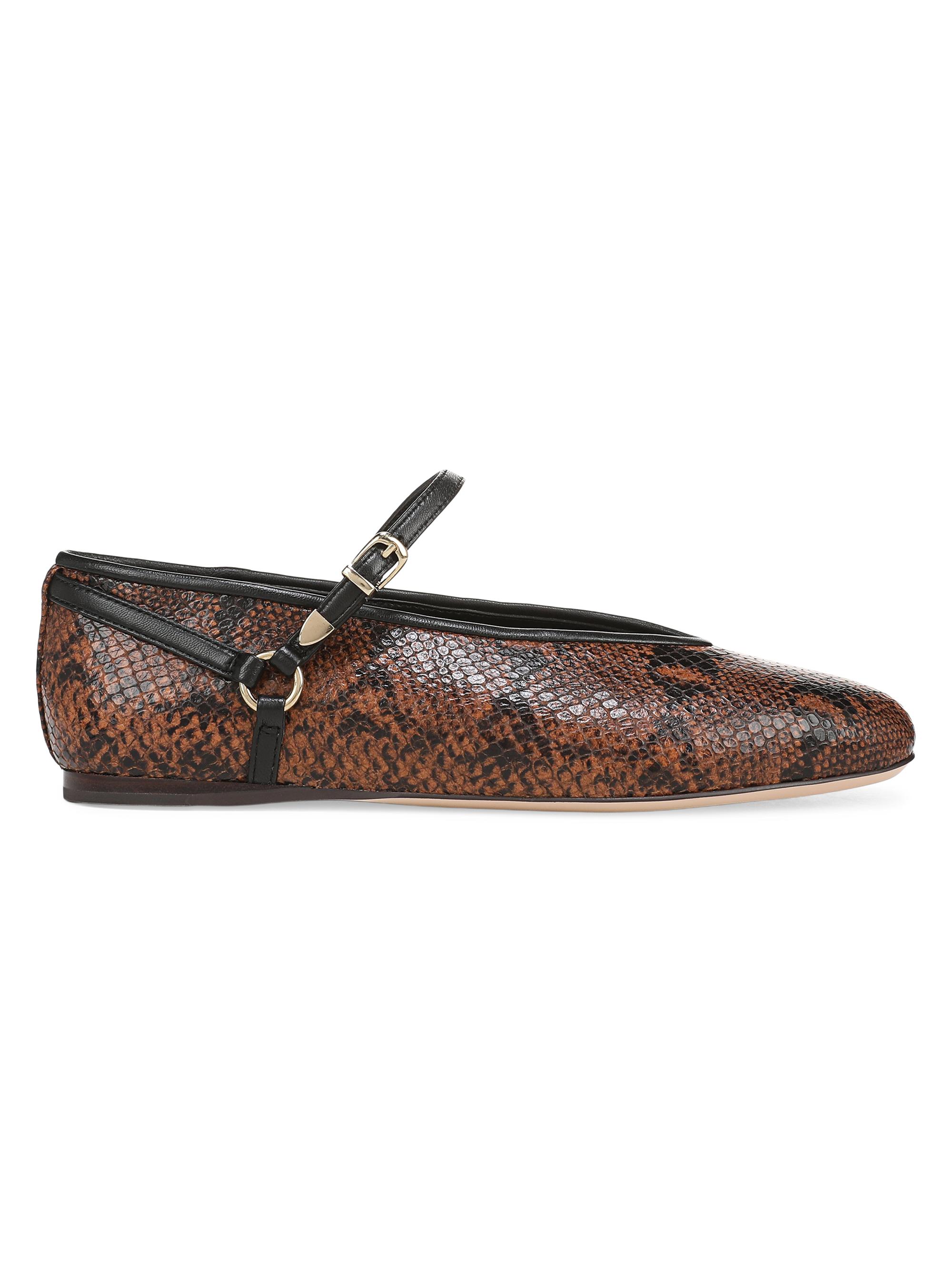 Favorite Daughter Women's Max Snake-Embossed Leather Mary Jane Ballet Flats - Gingerbread