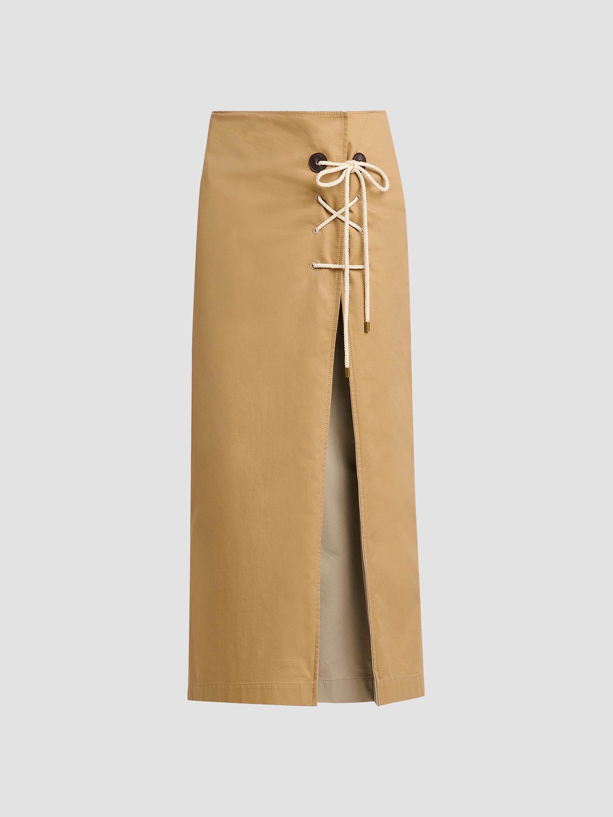 Moschino Women's Cotton Gabardine Wrap Midi Skirt - Multi Brown | Thumbnail 6