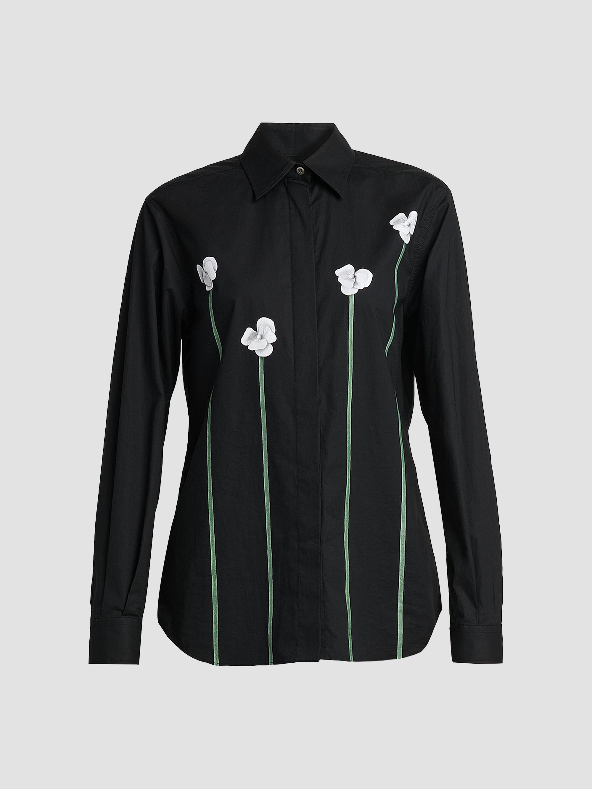 Moschino Women's Floral Stretch-Cotton Blouse - Multi Black | Thumbnail 6
