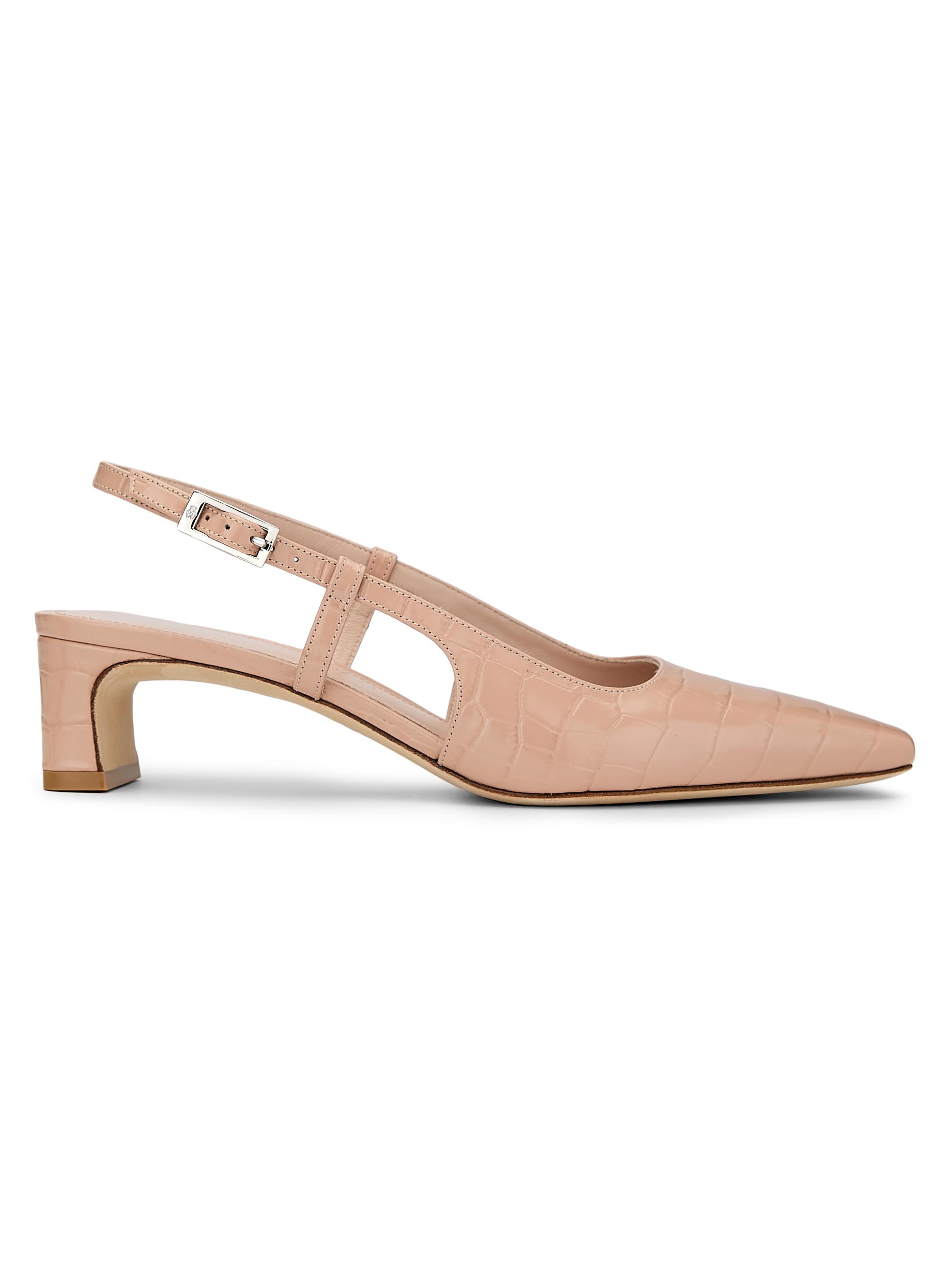 Stuart Weitzman Women's Baby Babette 40MM Croc-Embossed Leather Slingback Pumps - Blushful