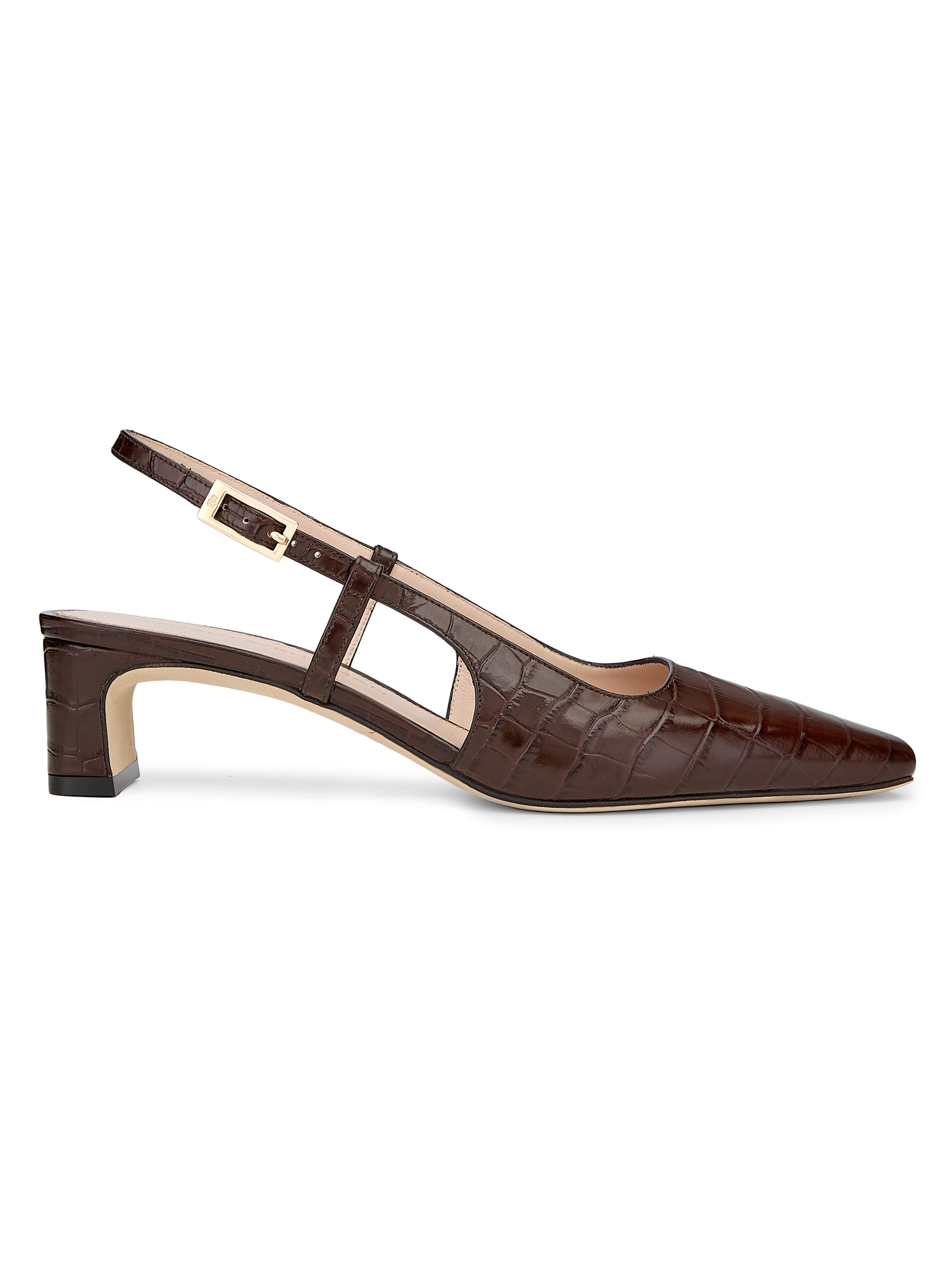 Stuart Weitzman Women's Baby Babette 40MM Croc-Embossed Leather Slingback Pumps - Walnut