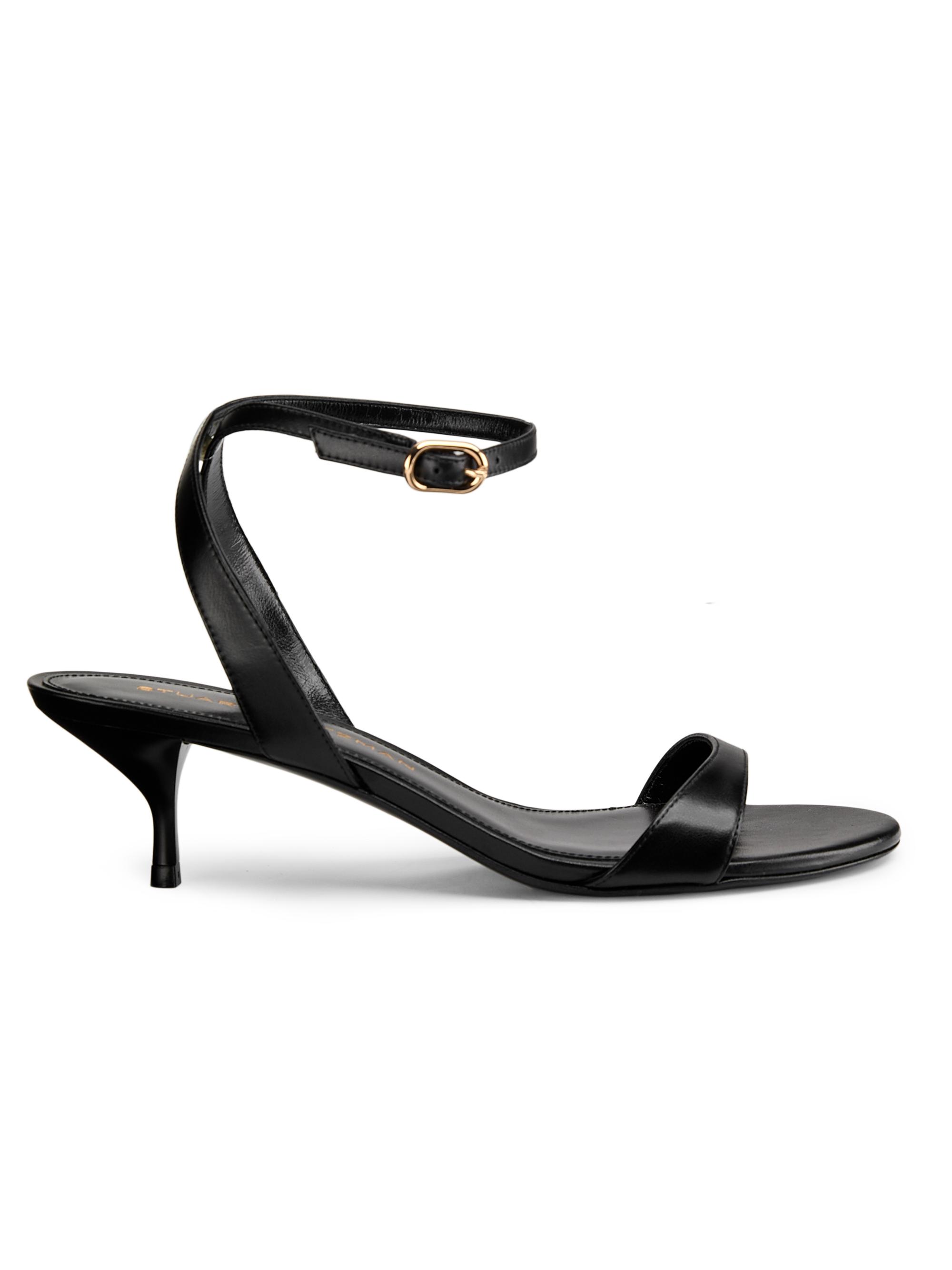 Stuart Weitzman Women's Kellie 50MM Leather Kitten-Heel Sandals - Black