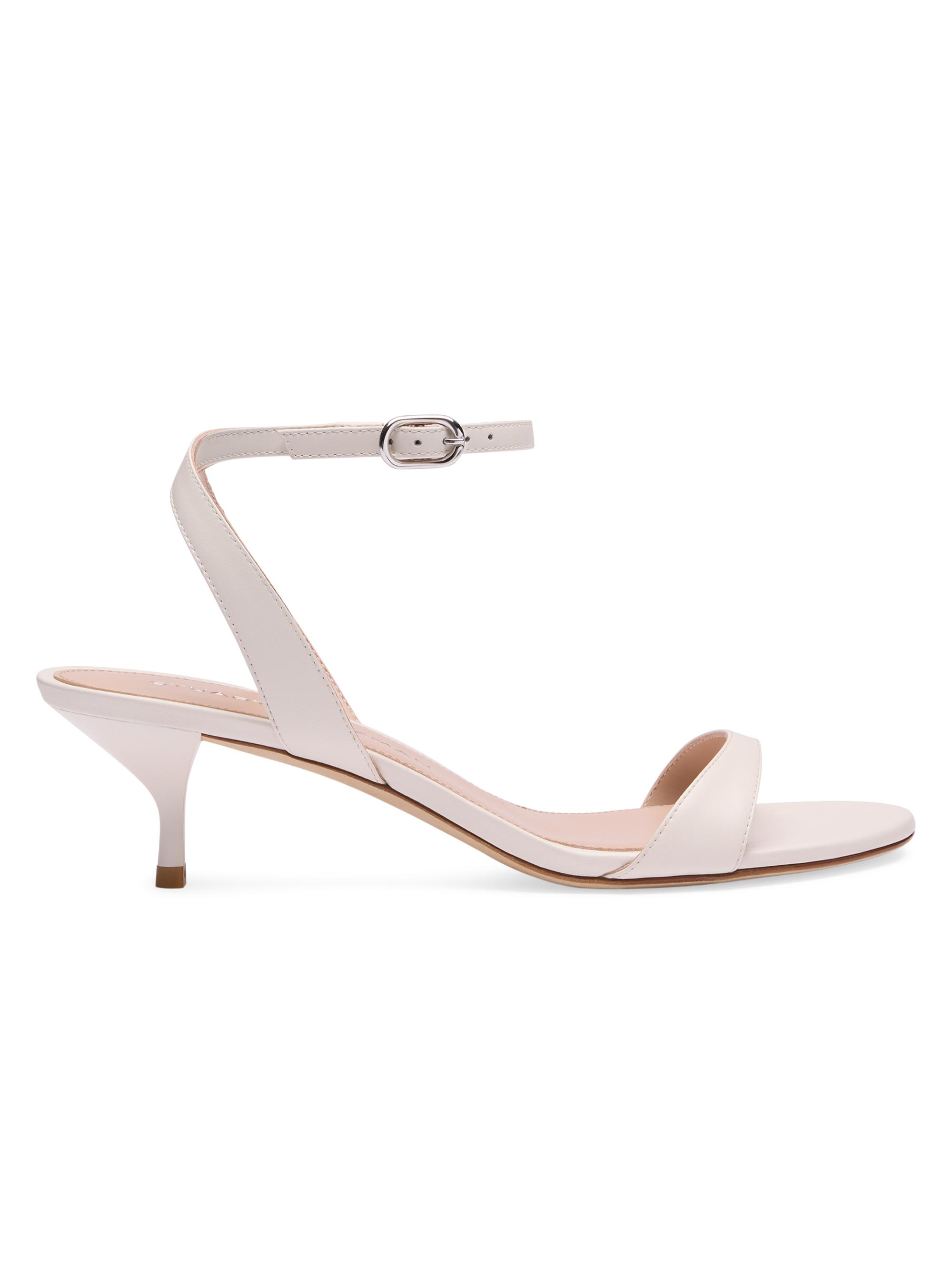 Stuart Weitzman Women's Kellie 50MM Leather Kitten-Heel Sandals - Cream