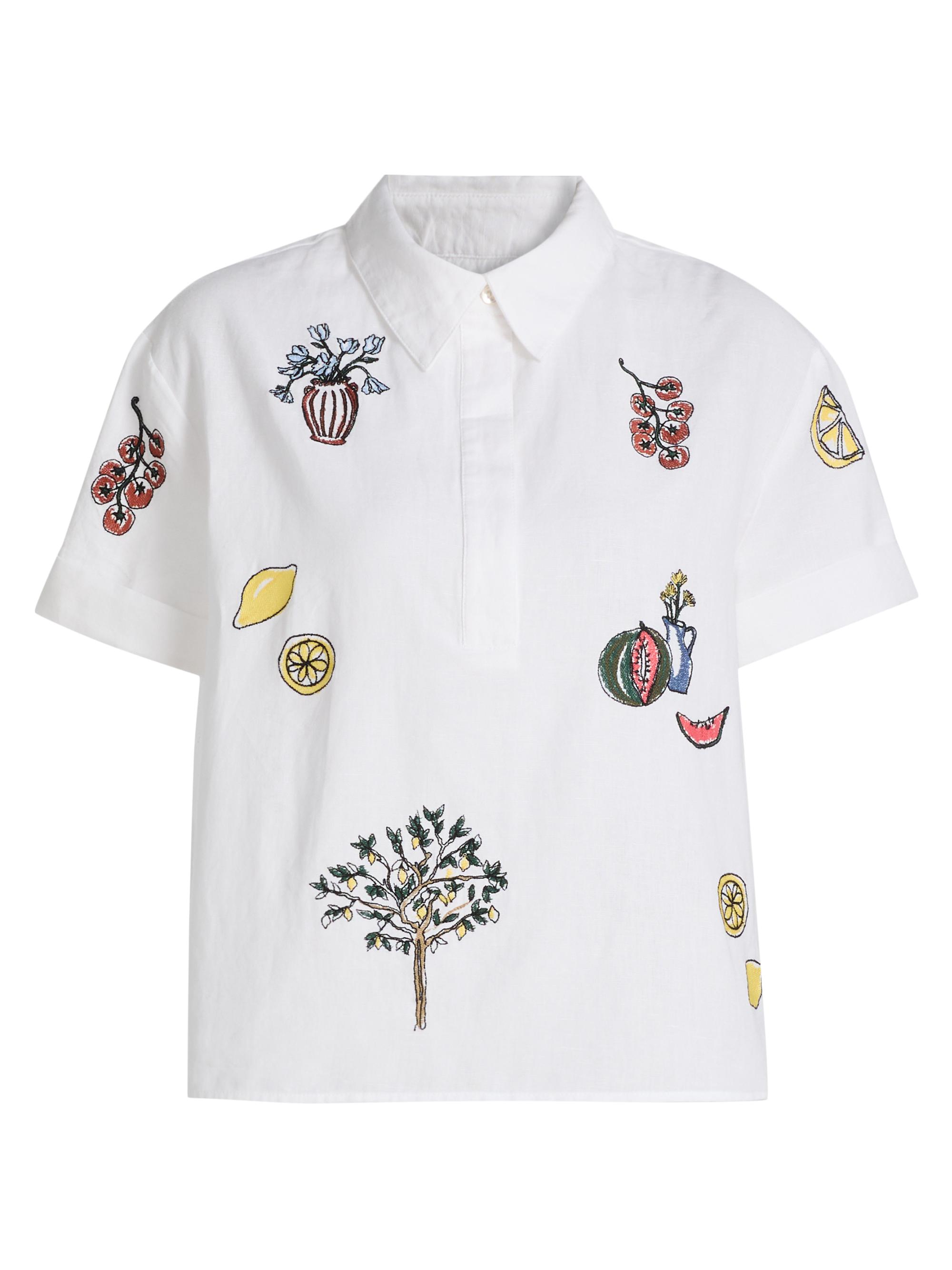 Tanya Taylor Women's Callum Printed Cotton Shirt - Optic White