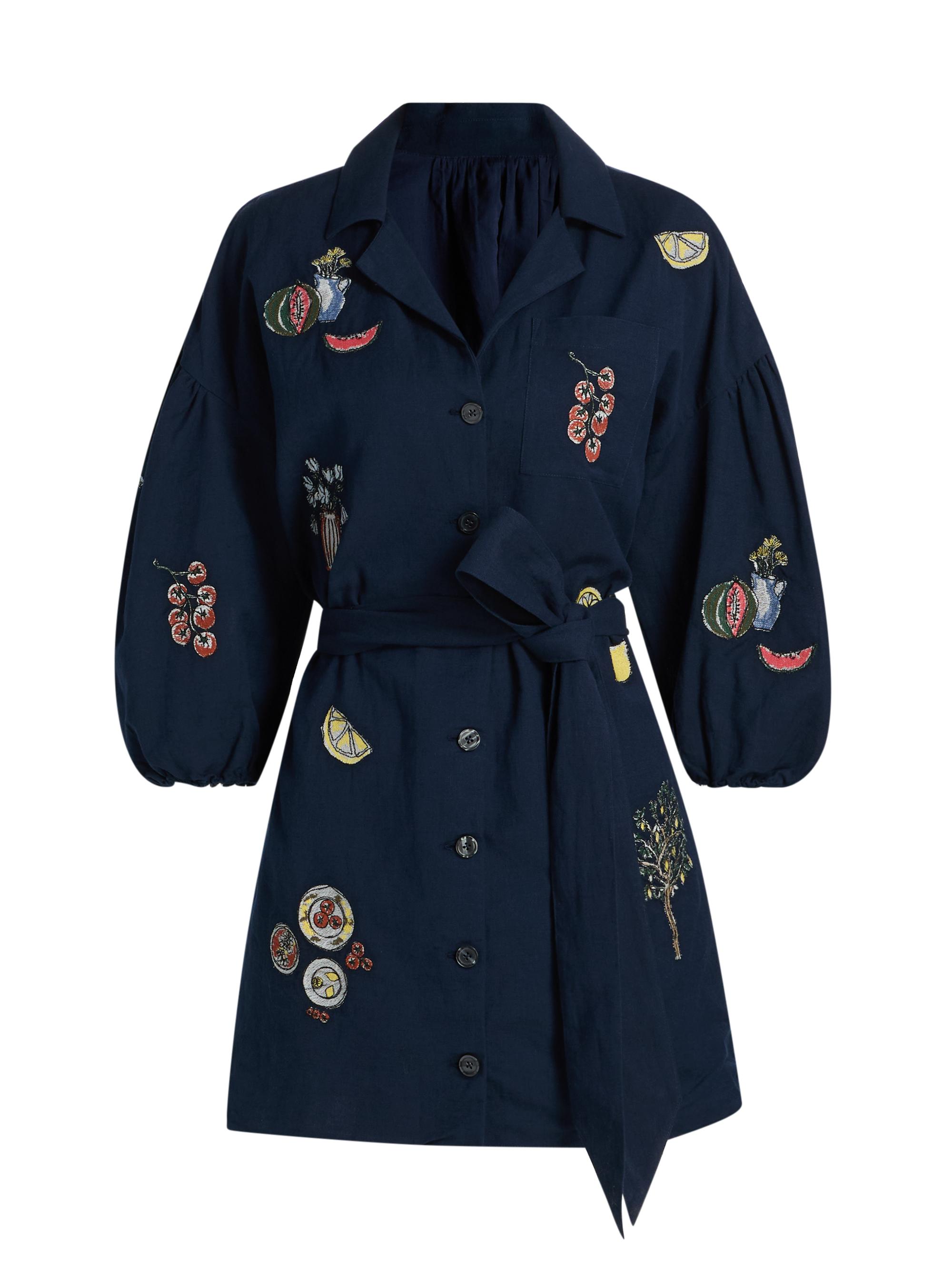 Tanya Taylor Women's Sadie Patchwork Cotton Mini Shirtdress - Maritime Blue