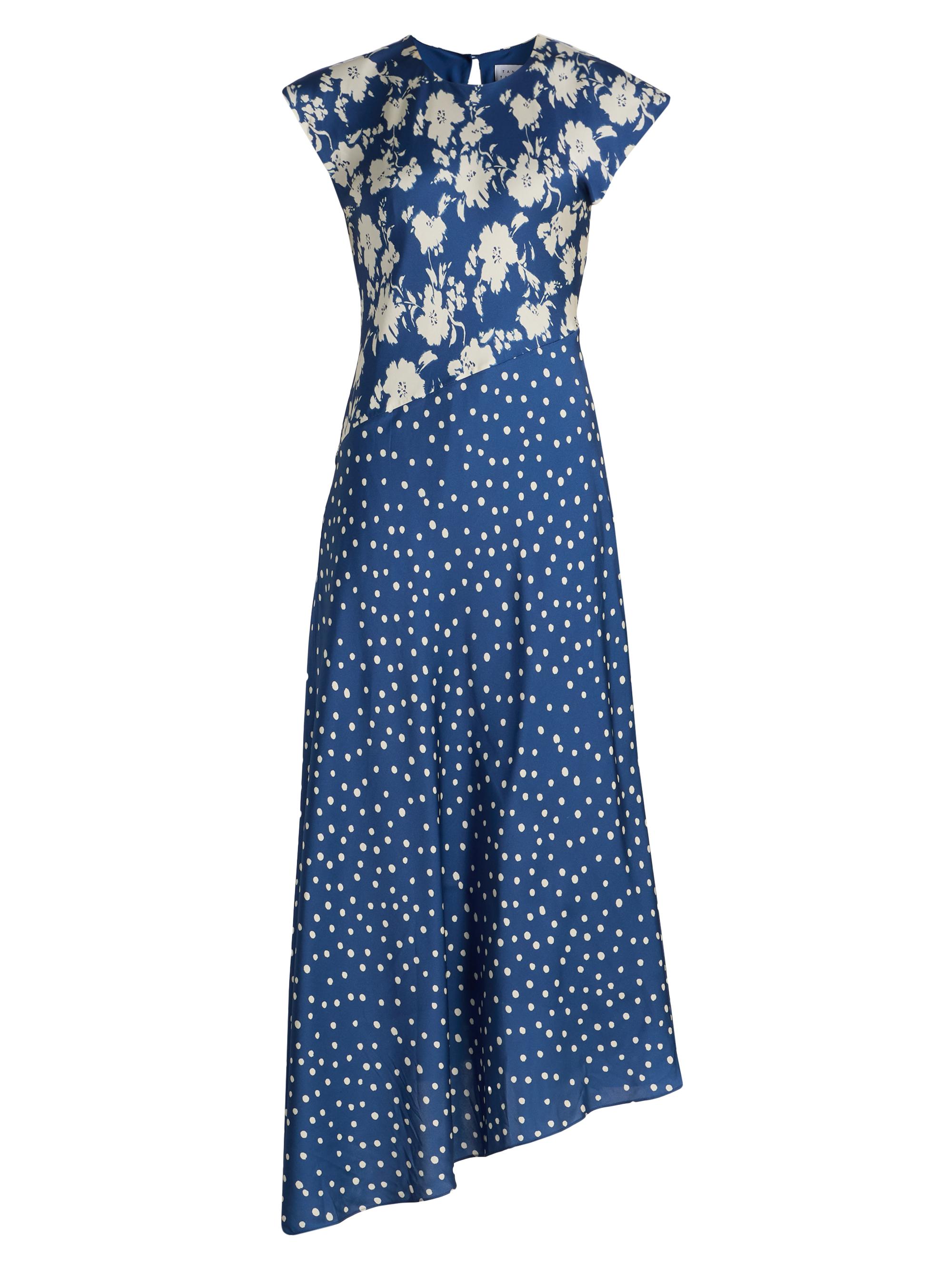 Tanya Taylor Women's Violeta Mixed-Print Silk-Blend Midi-Dress - French Blue Cream Multi