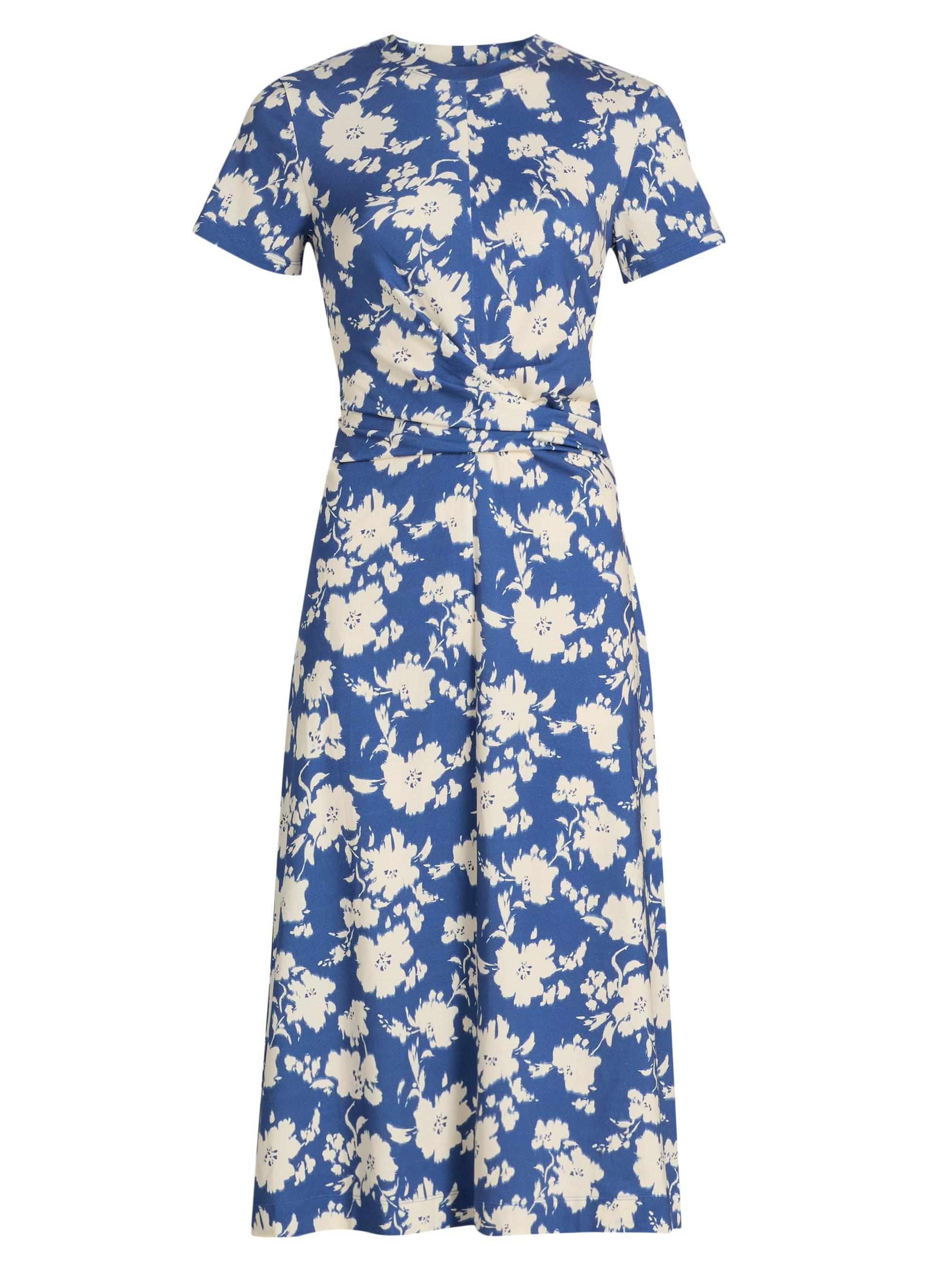Tanya Taylor Women's Mac Floral Gathered Midi-Dress - French Blue Cream Multi