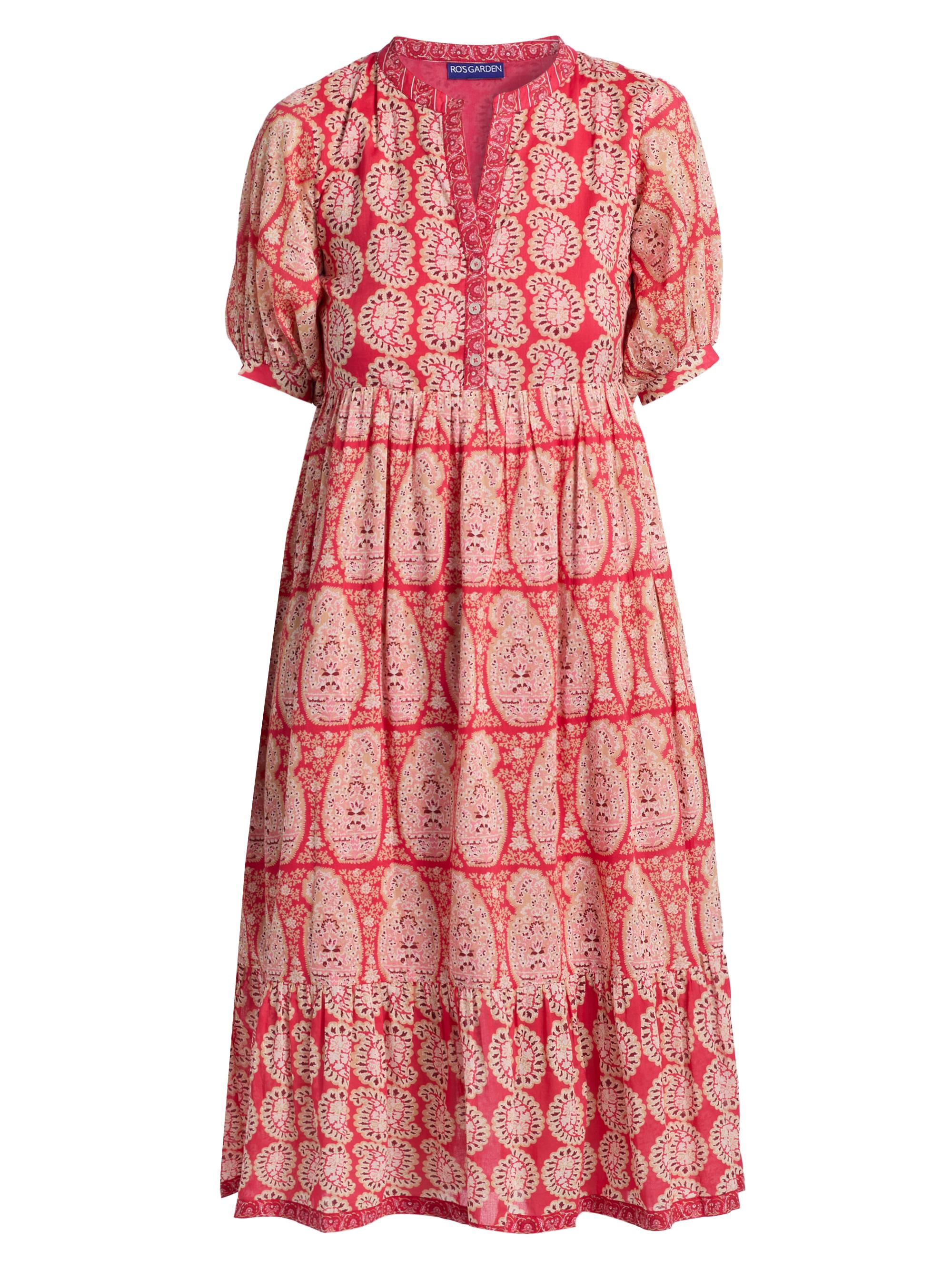 Ro's Garden Women's Sylvia Paisley Cotton Midi-Dress - Red Zahara
