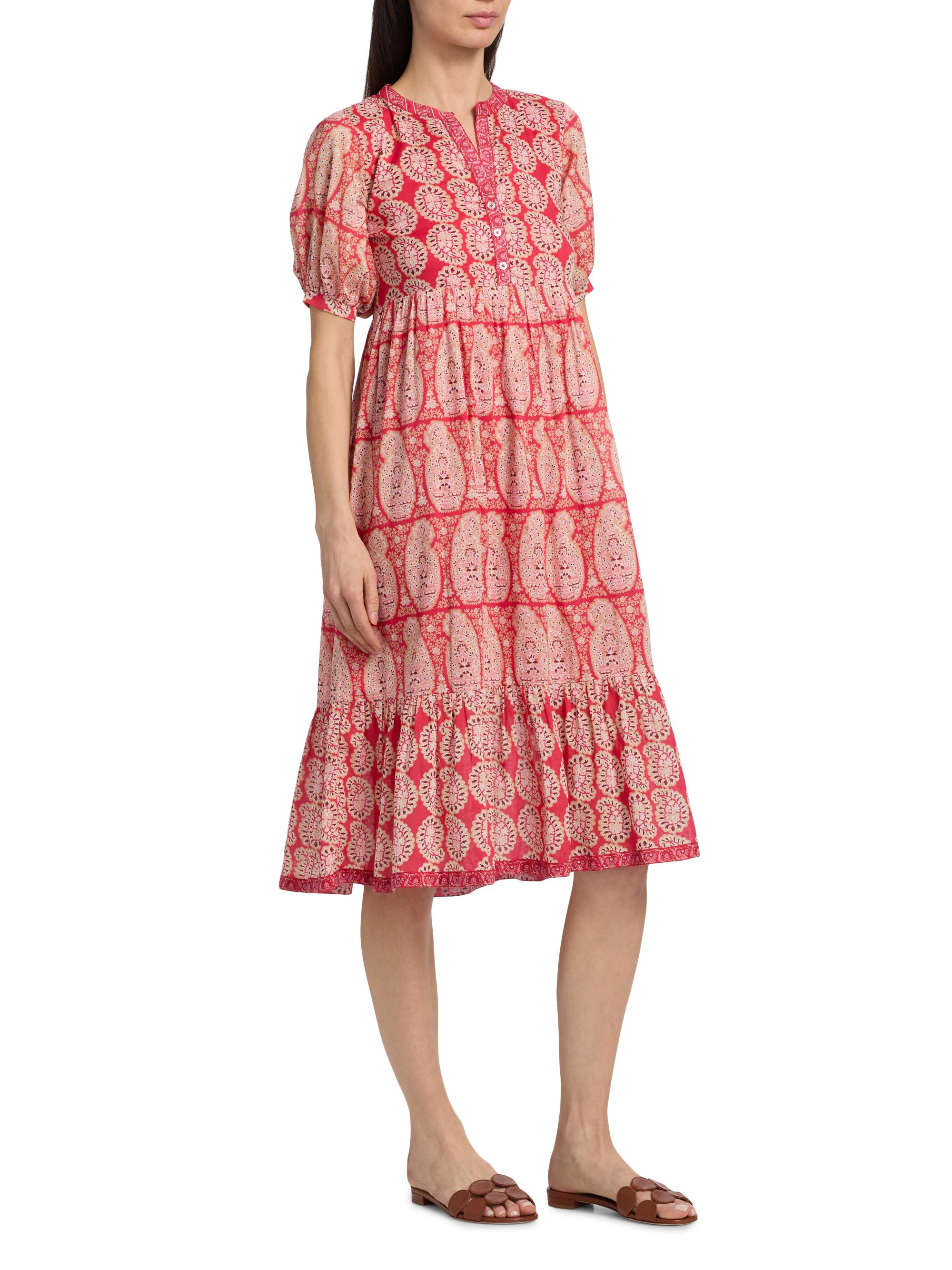 Ro's Garden Women's Sylvia Paisley Cotton Midi-Dress - Red Zahara | Thumbnail 4