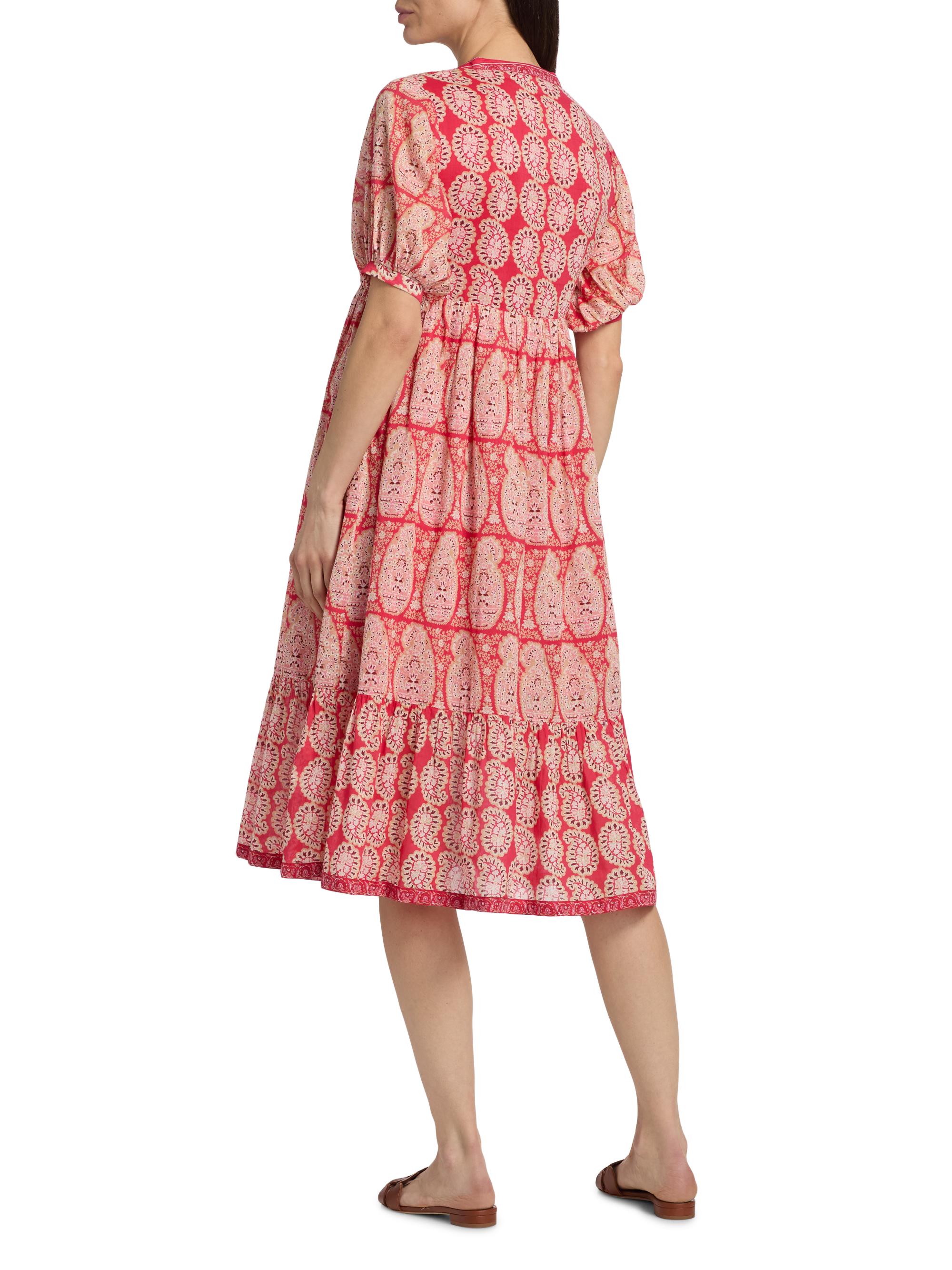 Ro's Garden Women's Sylvia Paisley Cotton Midi-Dress - Red Zahara | Thumbnail 5