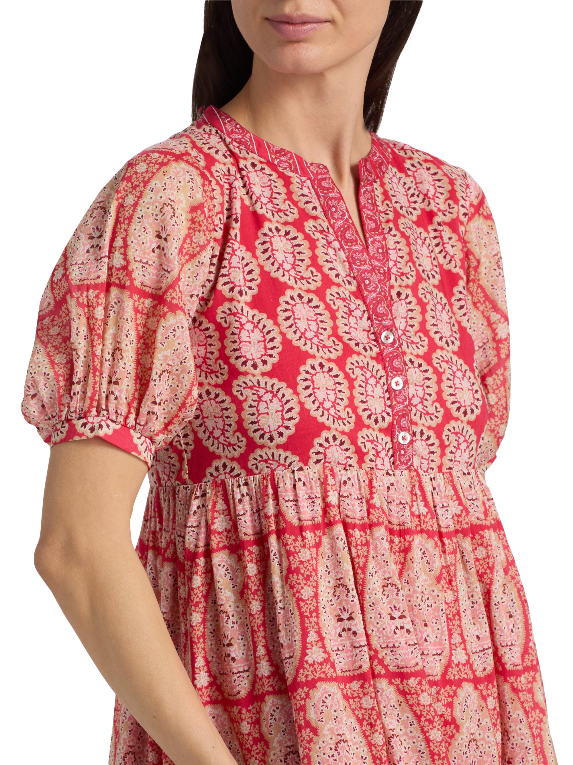 Ro's Garden Women's Sylvia Paisley Cotton Midi-Dress - Red Zahara | Thumbnail 6