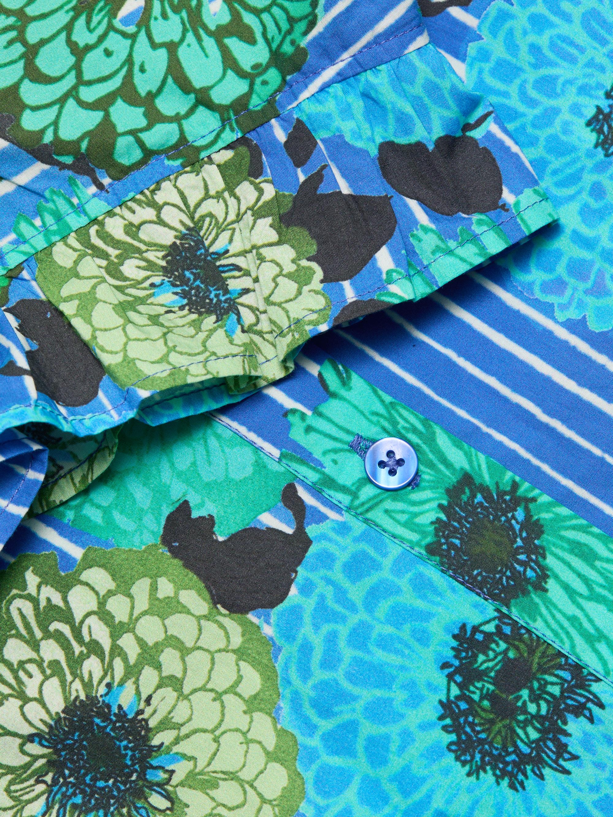 Ro's Garden Women's Frida Floral Cotton Poplin Shirt - Blue Cala | Thumbnail 7