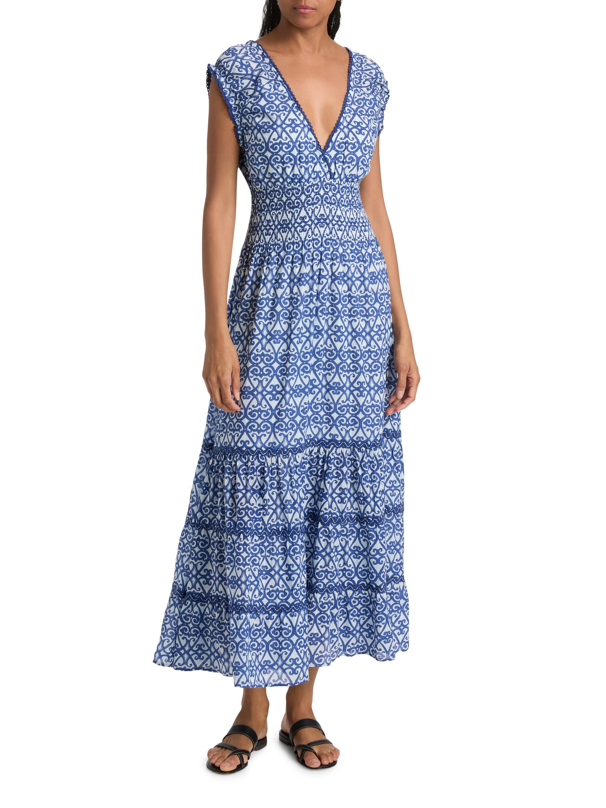 Ro's Garden Women's Hilda Printed Cotton Midi-Dress - Blue Siro | Thumbnail 3