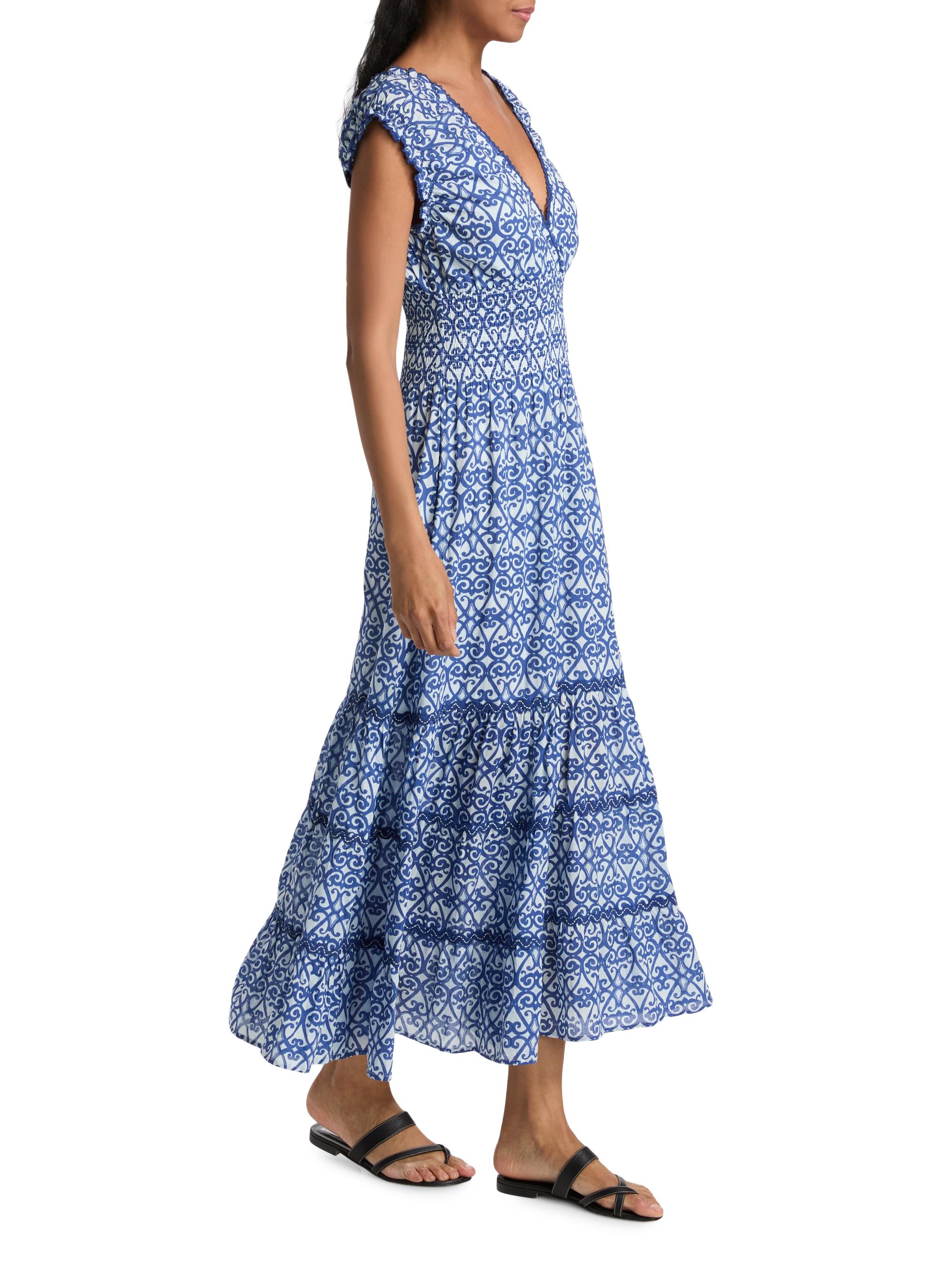 Ro's Garden Women's Hilda Printed Cotton Midi-Dress - Blue Siro | Thumbnail 4