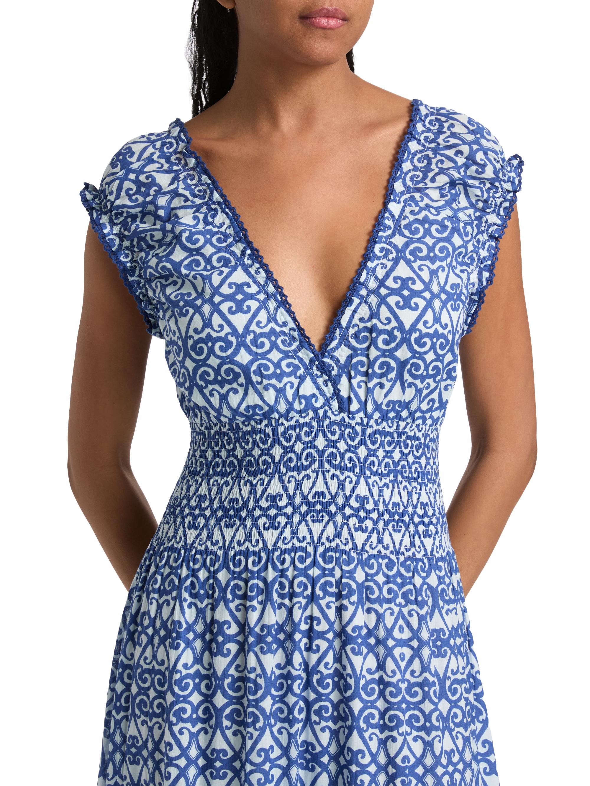 Ro's Garden Women's Hilda Printed Cotton Midi-Dress - Blue Siro | Thumbnail 6
