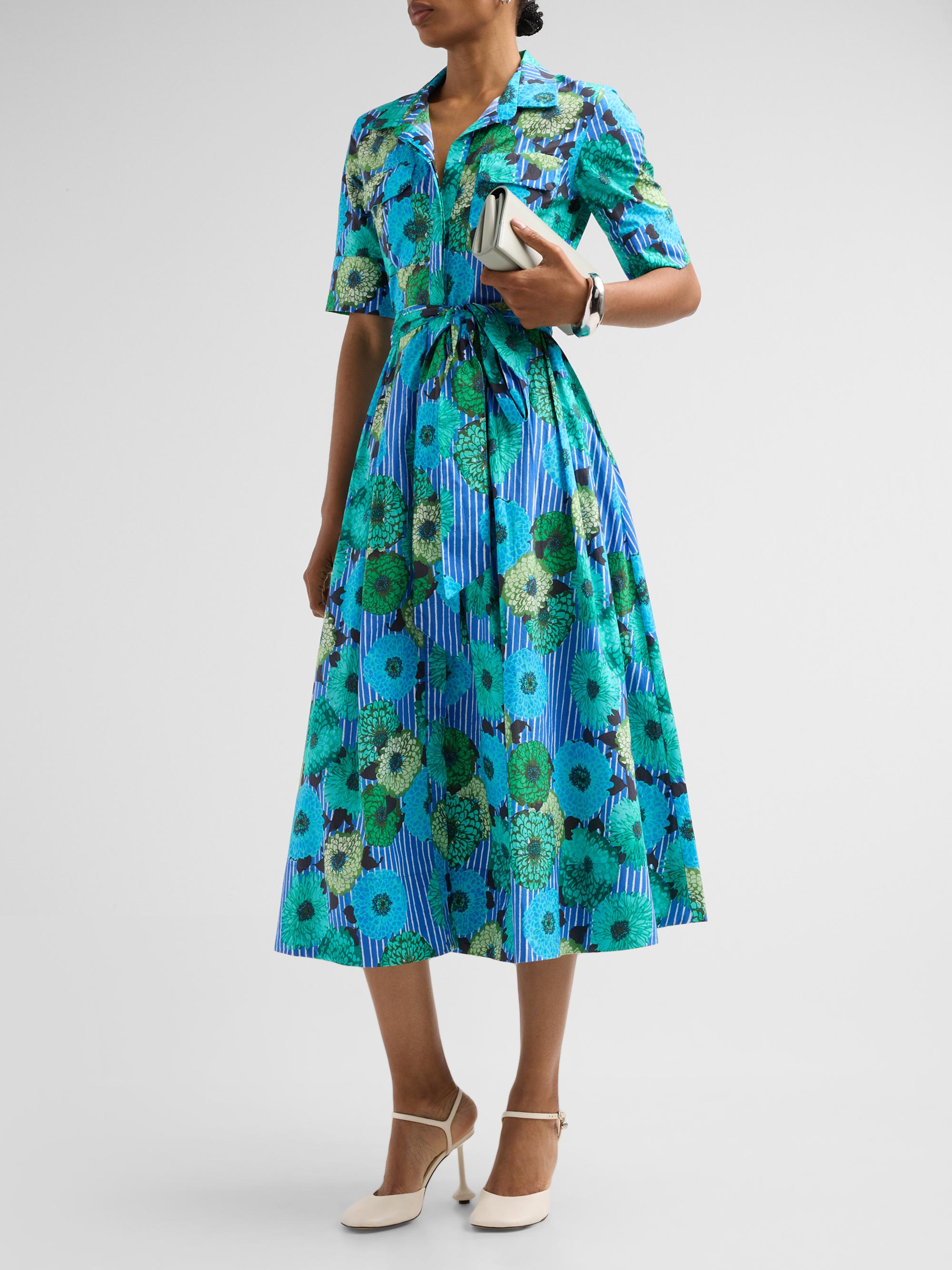 Ro's Garden Women's Sutton Floral Tie-Waist Midi Dress - Blue | Thumbnail 4