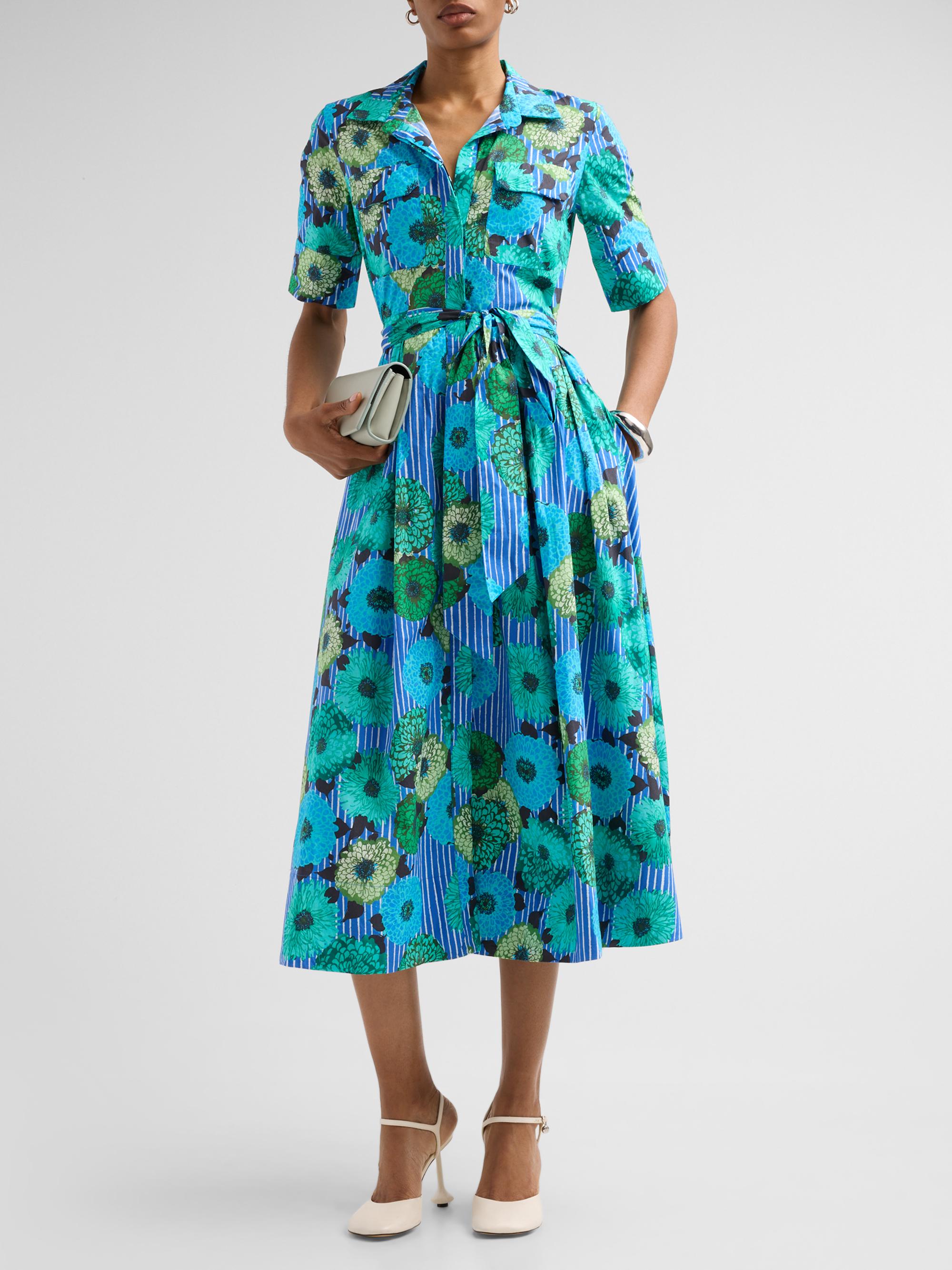 Ro's Garden Women's Sutton Floral Tie-Waist Midi Dress - Blue | Thumbnail 2