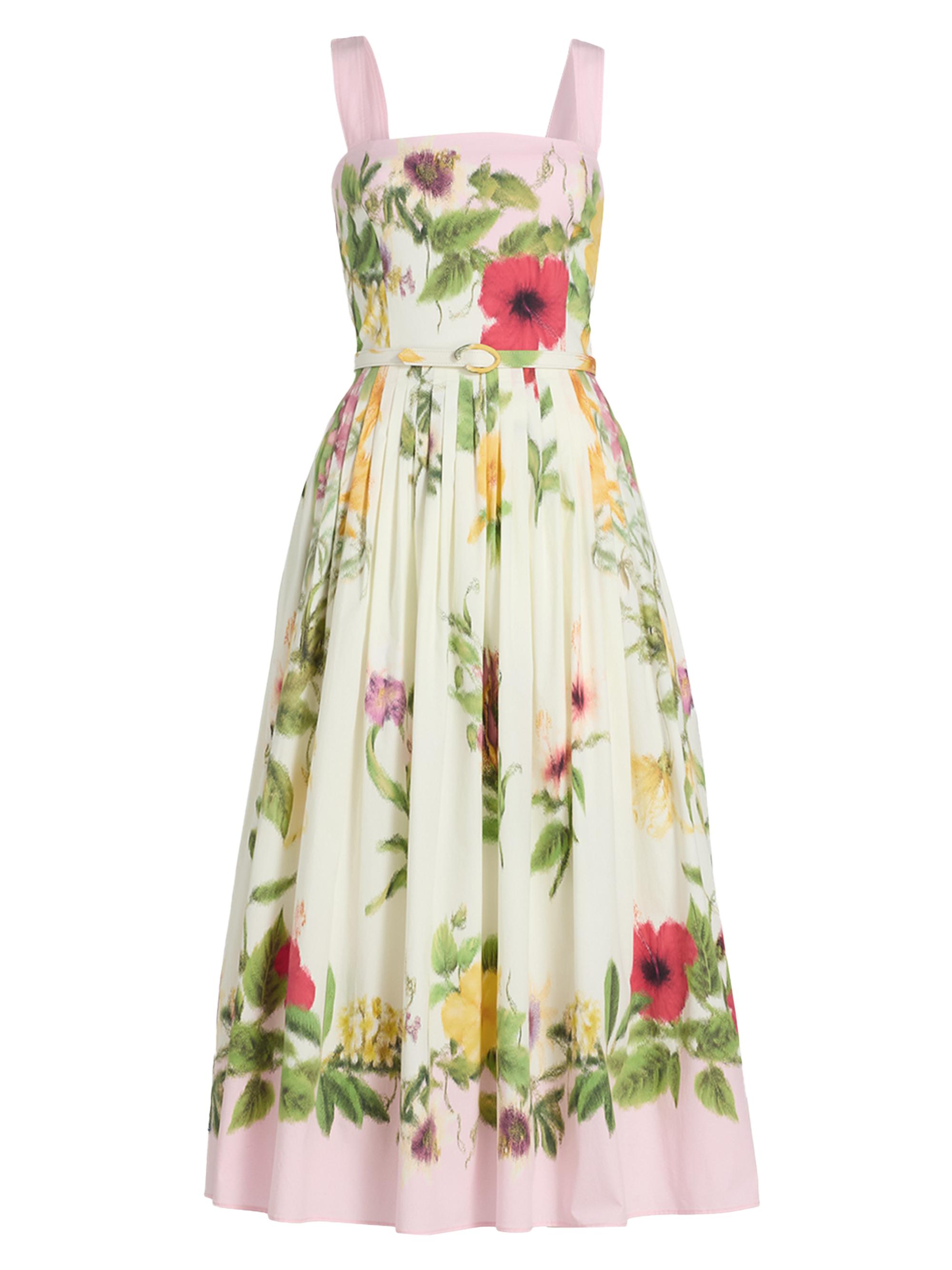 Oscar de la Renta Women's Floral Cotton Poplin Midi-Dress - Pink Multi