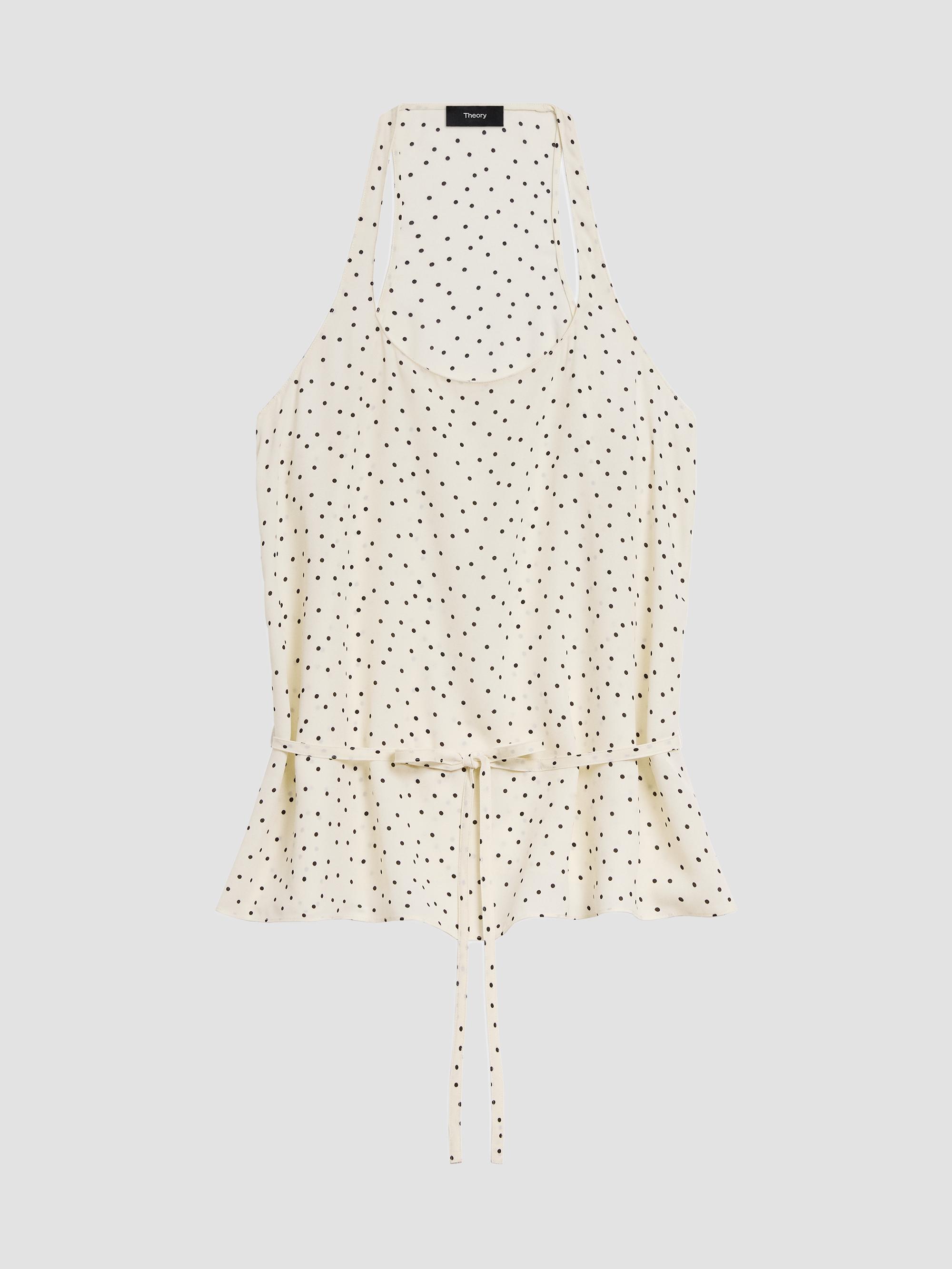 Theory Women's Polka Dot Tie-Waist Top - Ivory Multi - Size Large