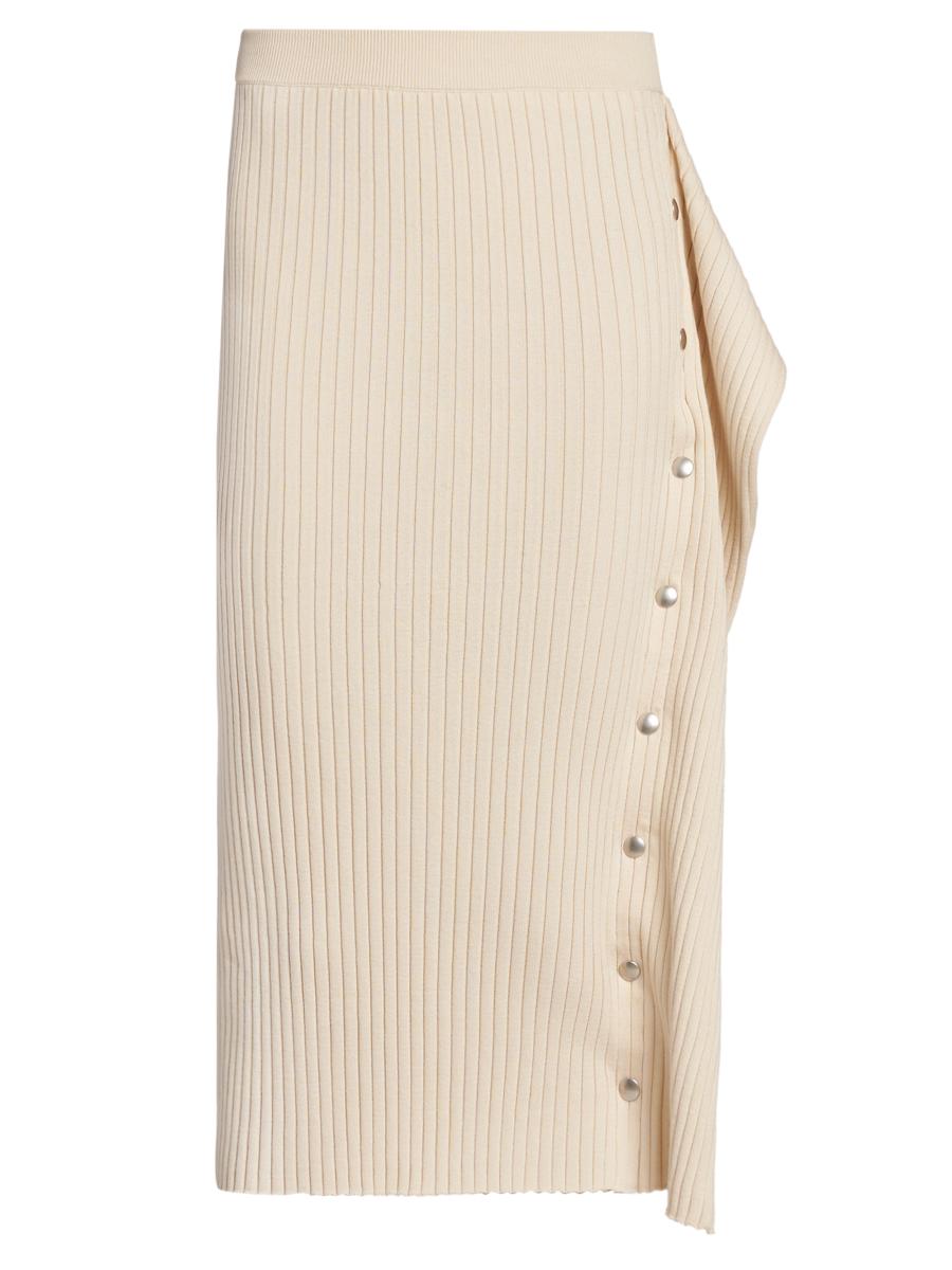 Stella Mccartney Women's Rib-knit Cotton Snap Midi Skirt In White