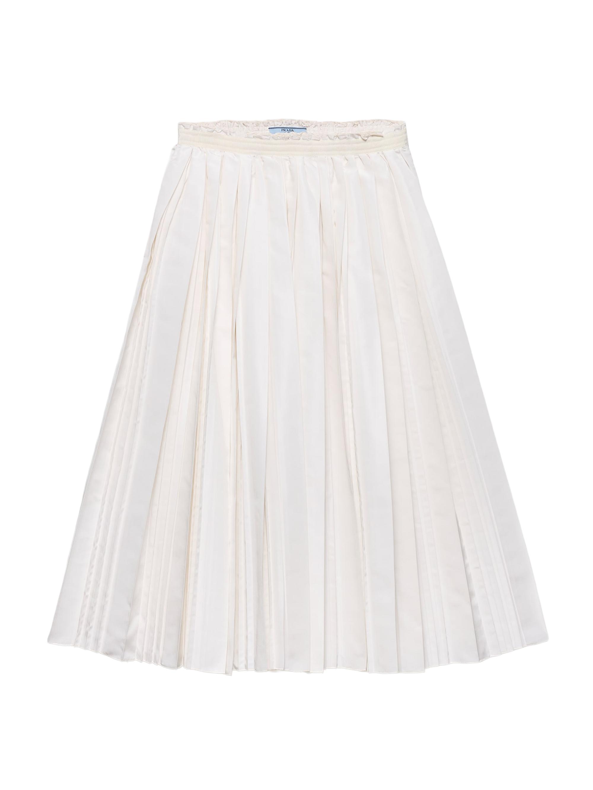 Prada Women's Silk Faille Pleated Skirt - White