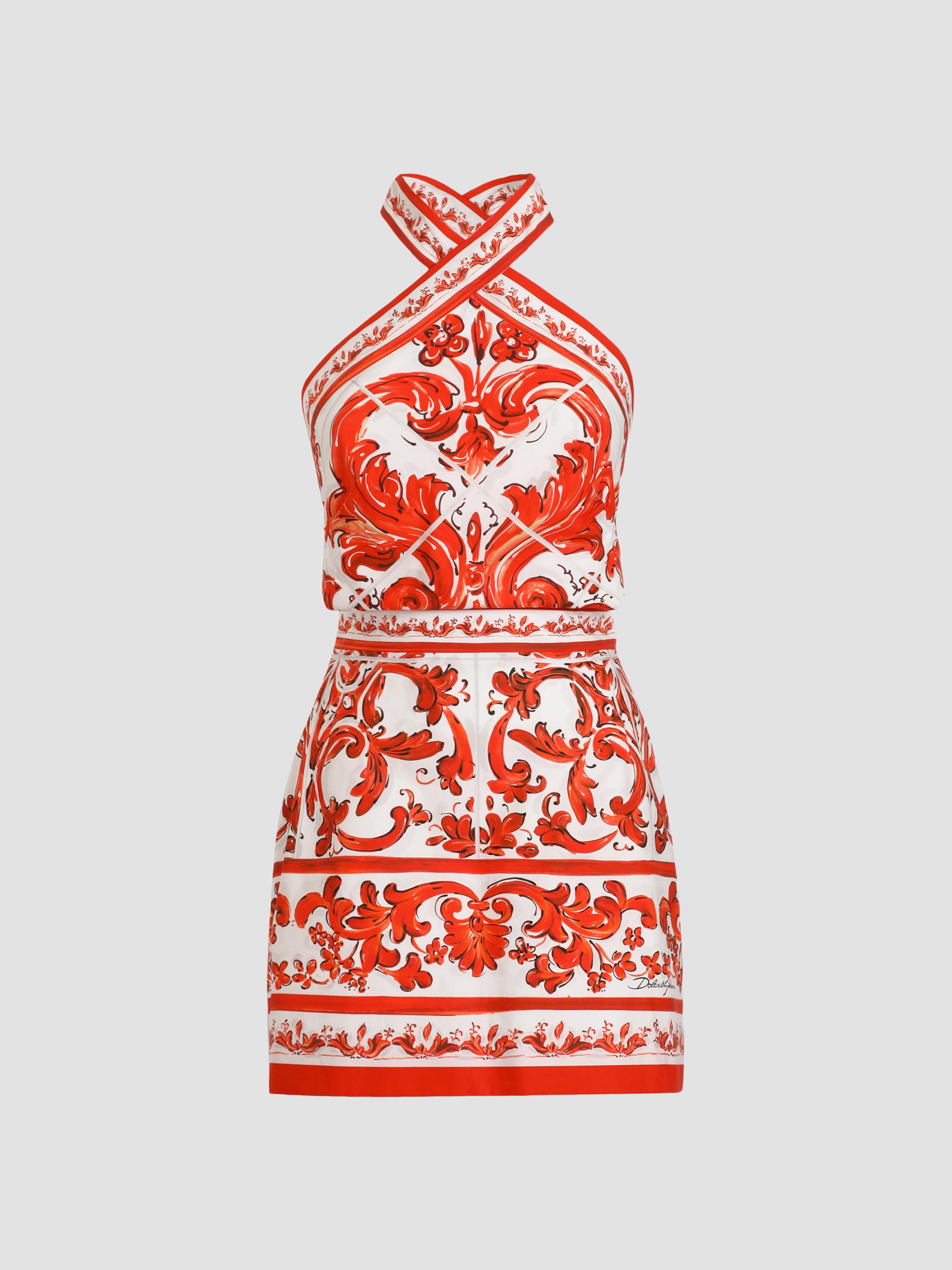 DOLCE&GABBANA 桜柄ノースリーブワンピースmade in Italy Dolce&Gabbana Floral Poplin Bustier Minidress | Saks Fifth Avenue
