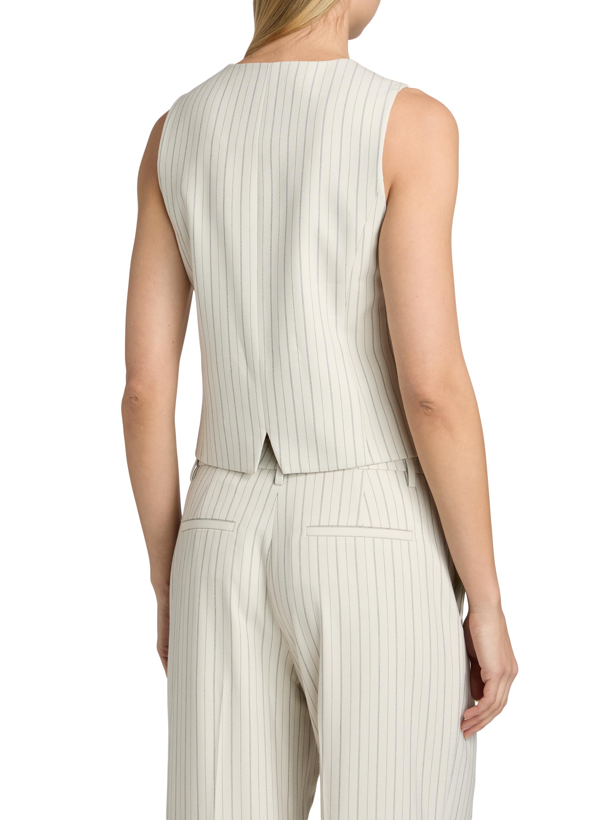 Elie Tahari Women's The Liliana Pinstriped Vest - Tan Black Pinstripe | Thumbnail 5