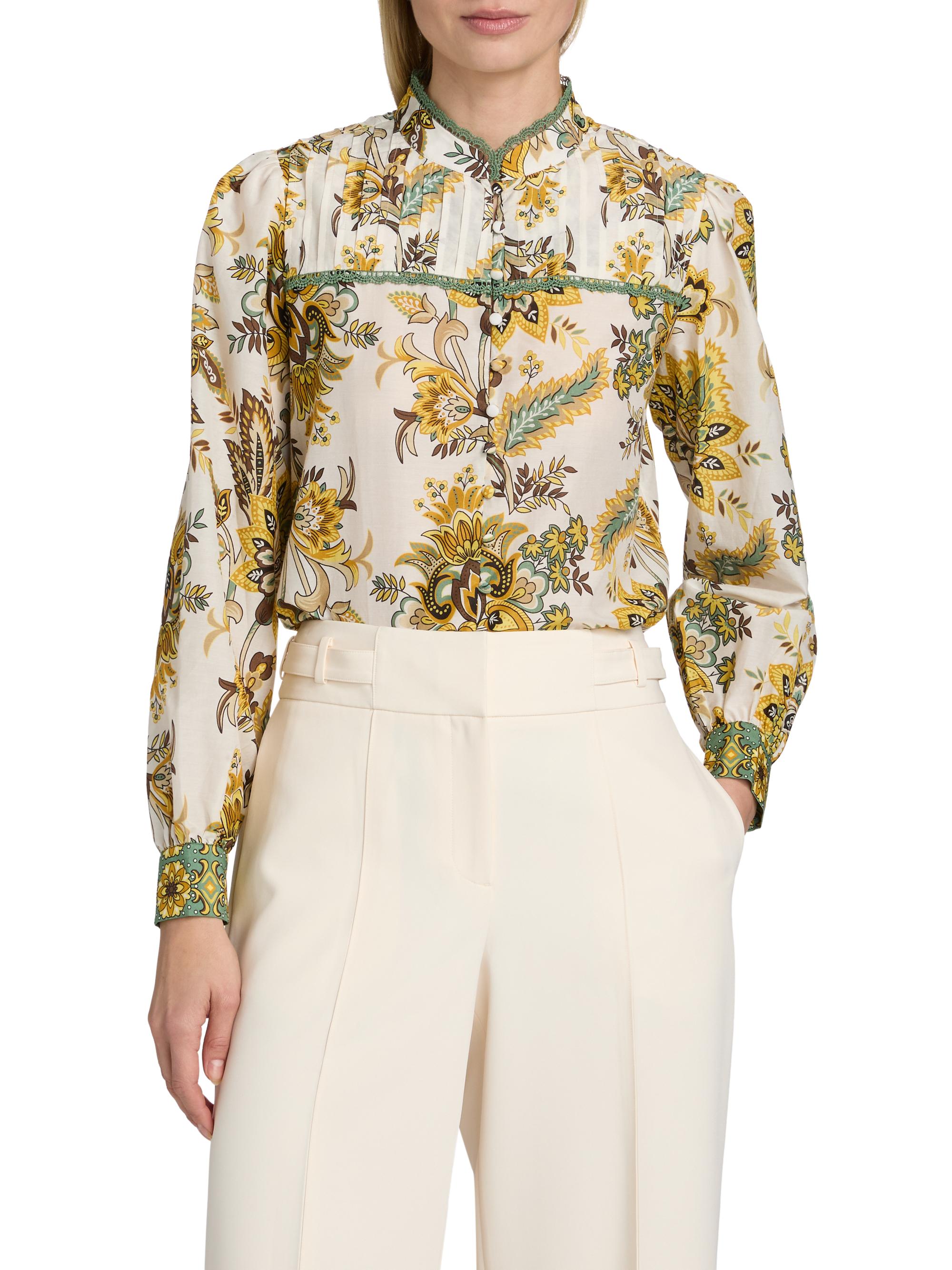 Elie Tahari Women's The Athena Floral Cotton-Silk Blouse - Sunray Floral Print | Thumbnail 3
