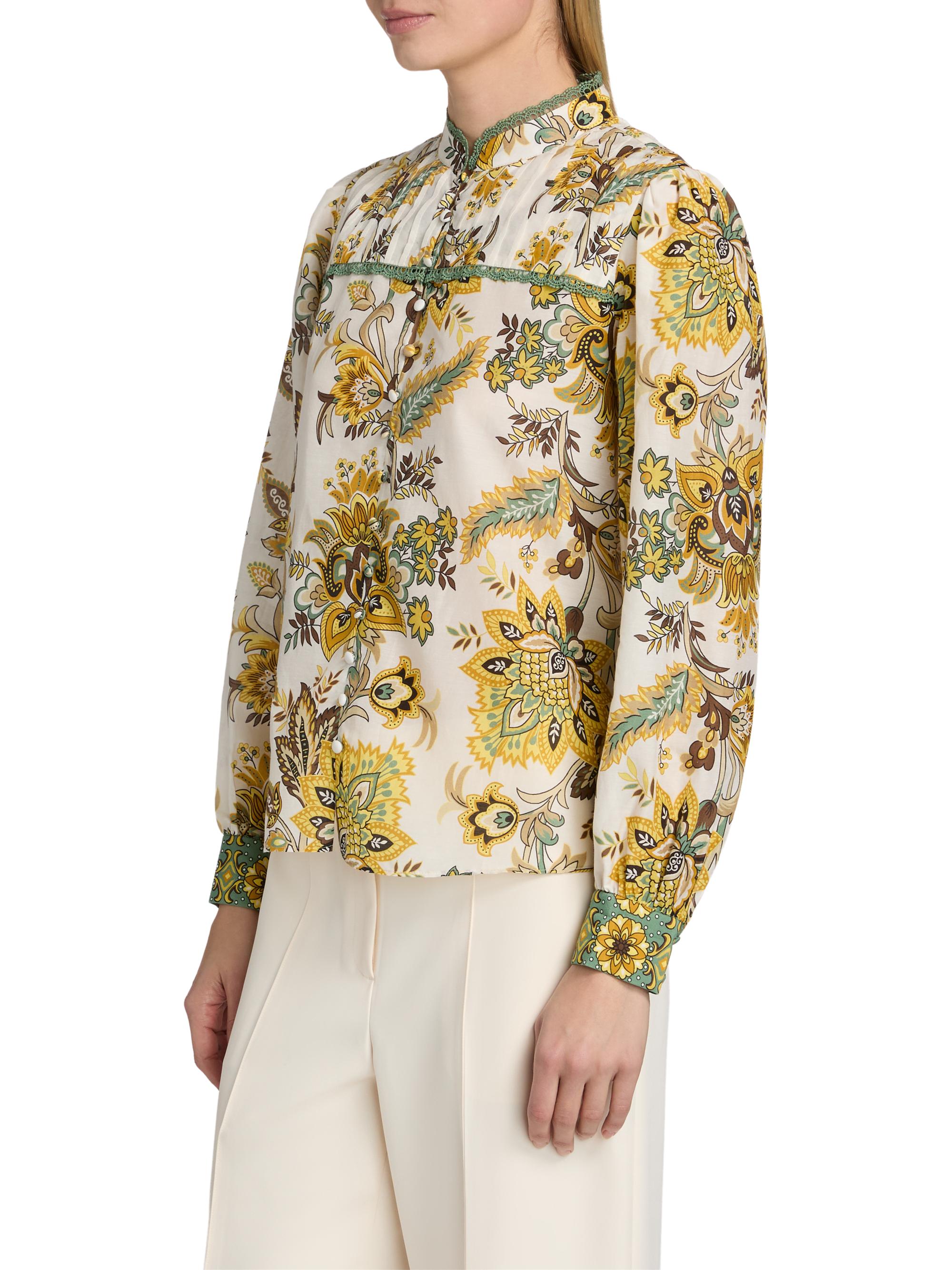 Elie Tahari Women's The Athena Floral Cotton-Silk Blouse - Sunray Floral Print | Thumbnail 4