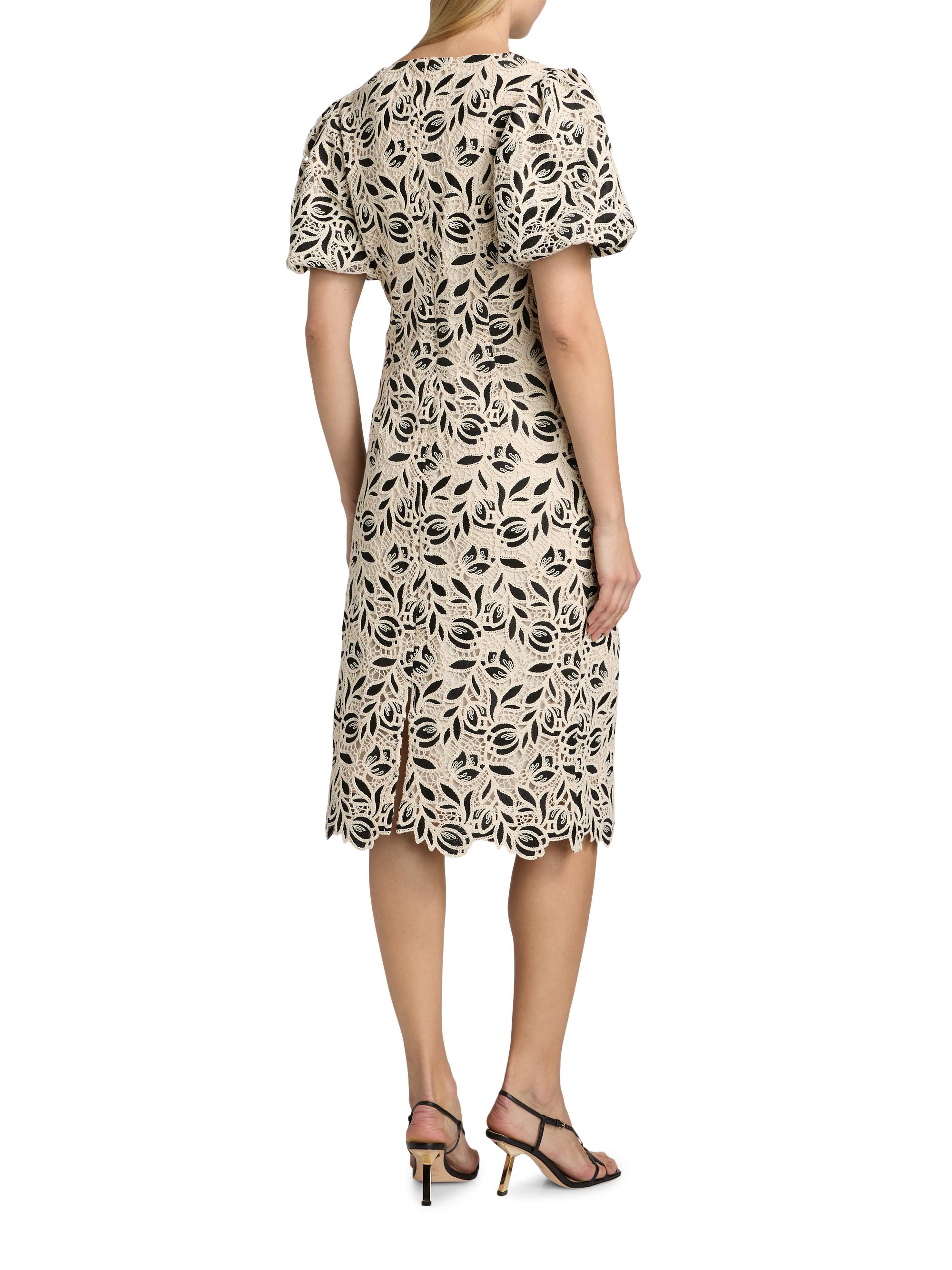 Elie Tahari Women's The Presley Embroidered-Lace Midi-Dress -  Noir | Thumbnail 5