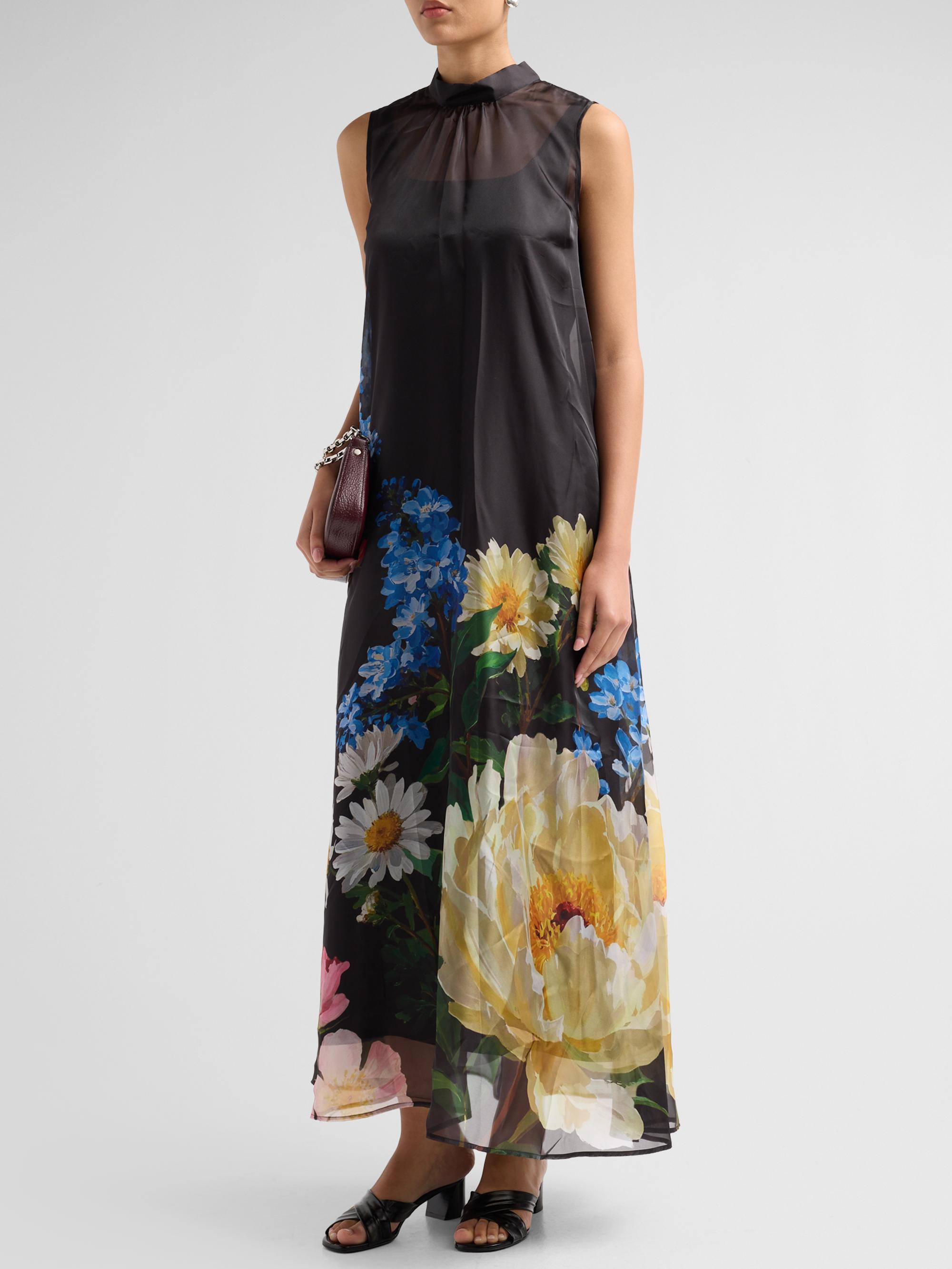 floral sheer maxi dress Toperth Blue Scarf Embroidered Floral Sheer Maxi Dress  Toperth