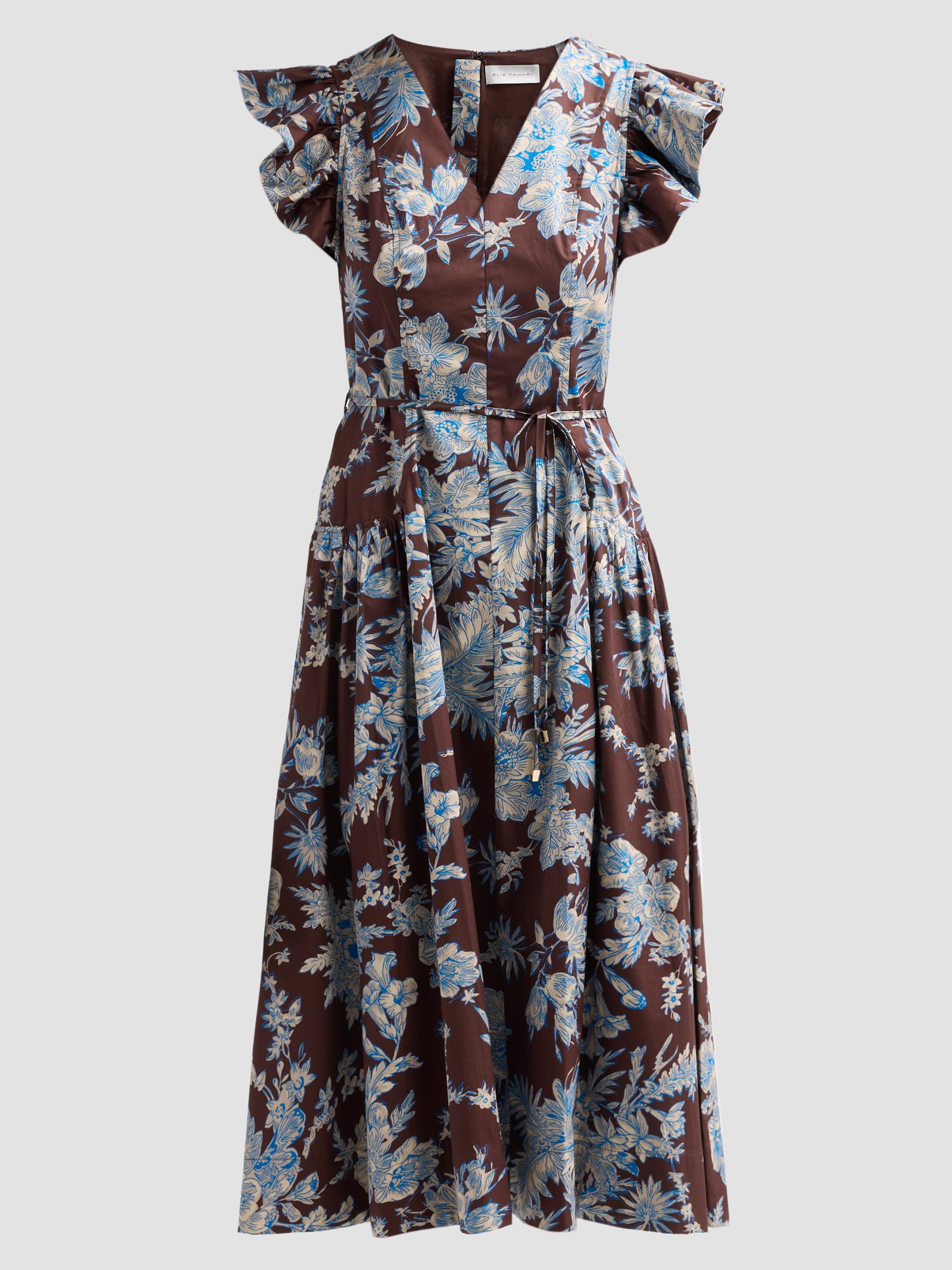 Elie Tahari Women's The Eloise Floral Cotton Midi Dress - Floral Earth Print