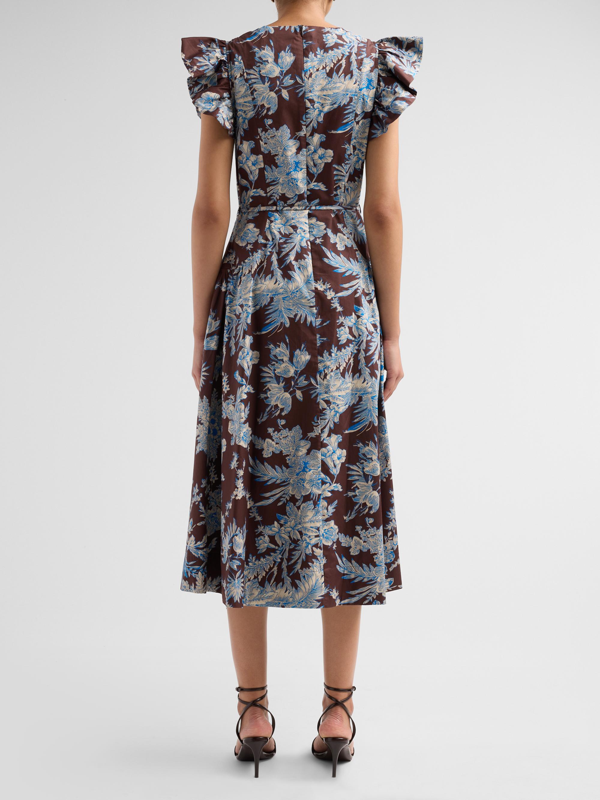 Elie Tahari Women's The Eloise Floral Cotton Midi Dress - Floral Earth Print | Thumbnail 3