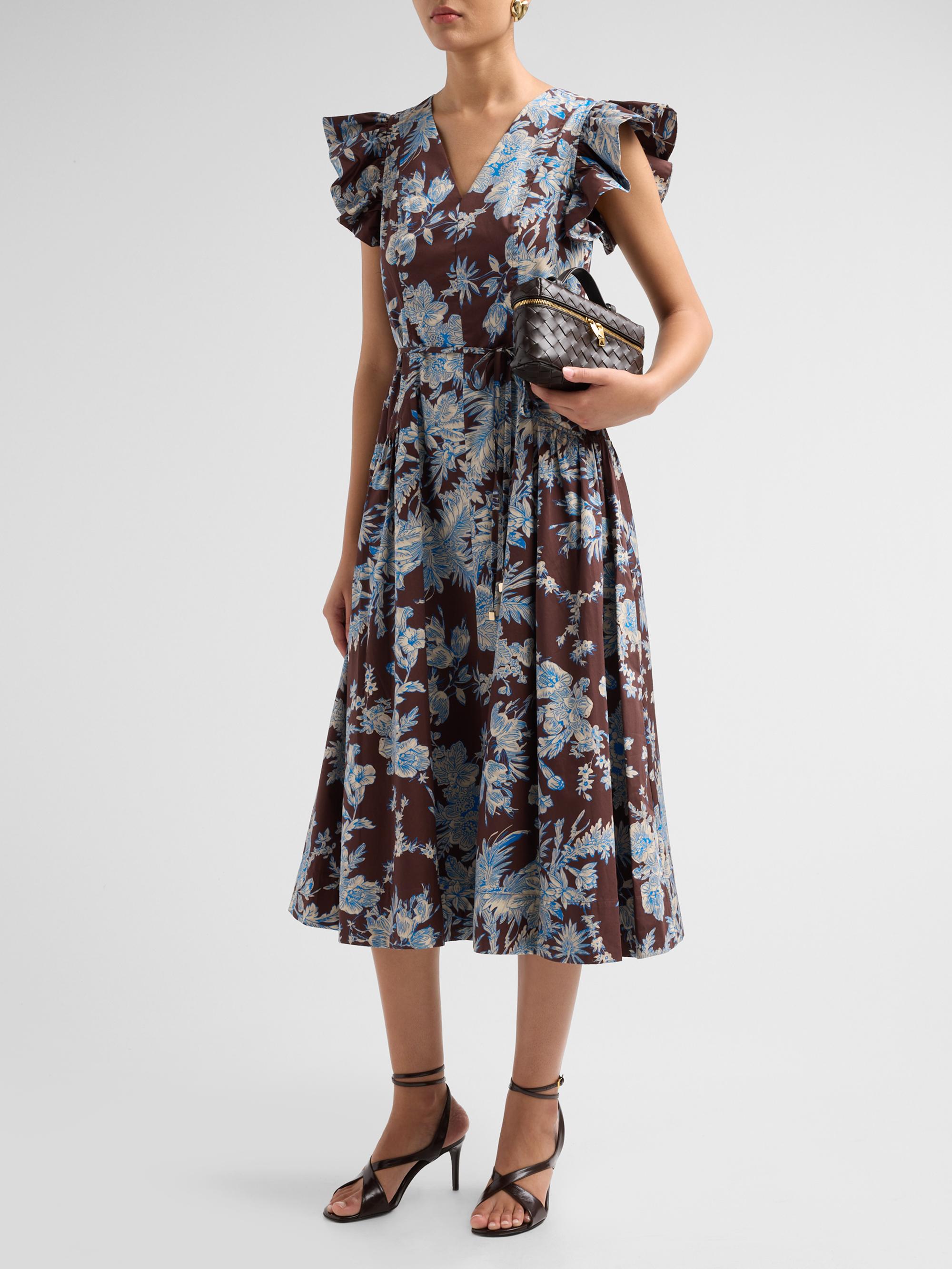 Elie Tahari Women's The Eloise Floral Cotton Midi Dress - Floral Earth Print | Thumbnail 4