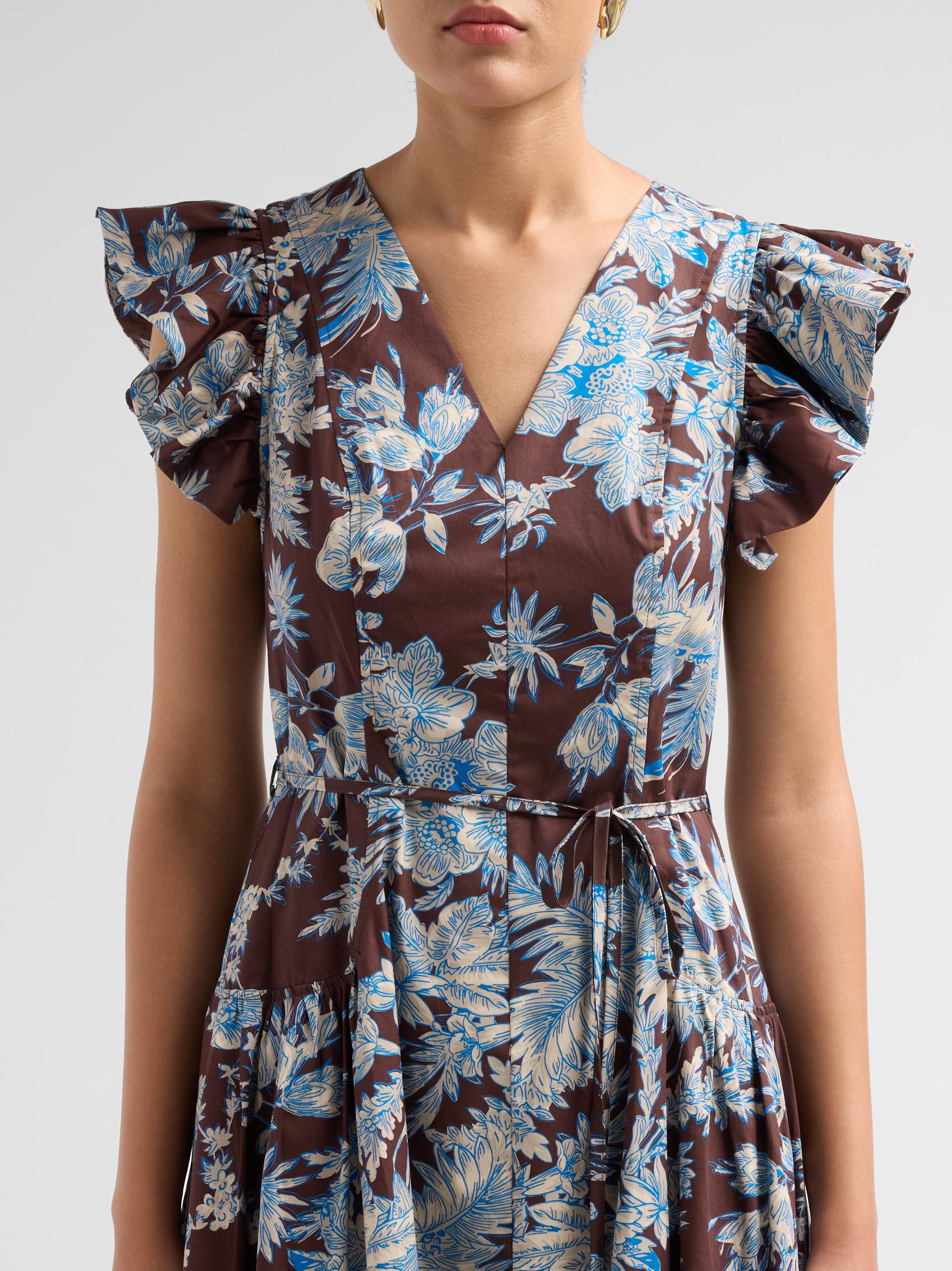 Elie Tahari Women's The Eloise Floral Cotton Midi Dress - Floral Earth Print | Thumbnail 5