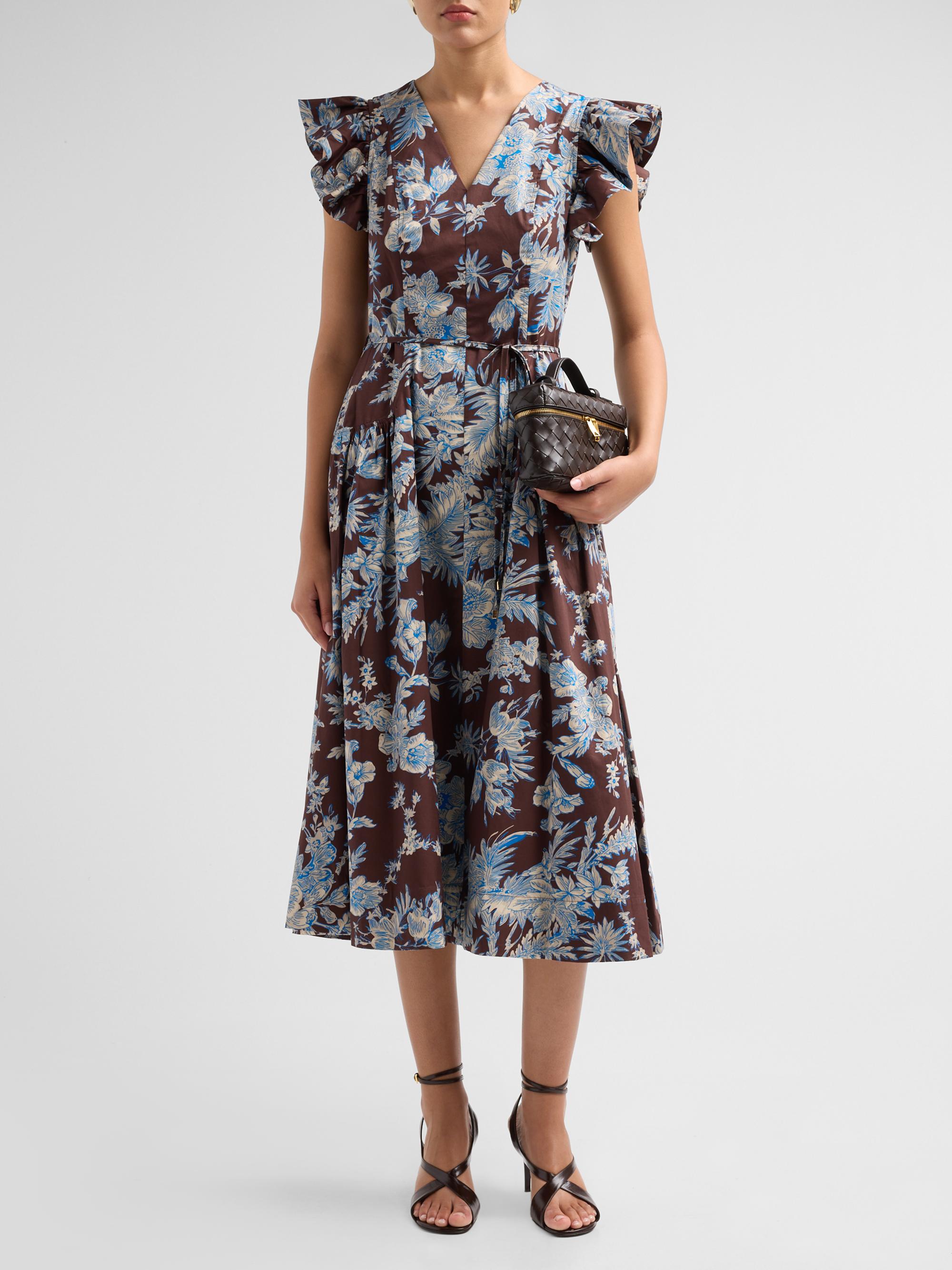 Elie Tahari Women's The Eloise Floral Cotton Midi Dress - Floral Earth Print | Thumbnail 2