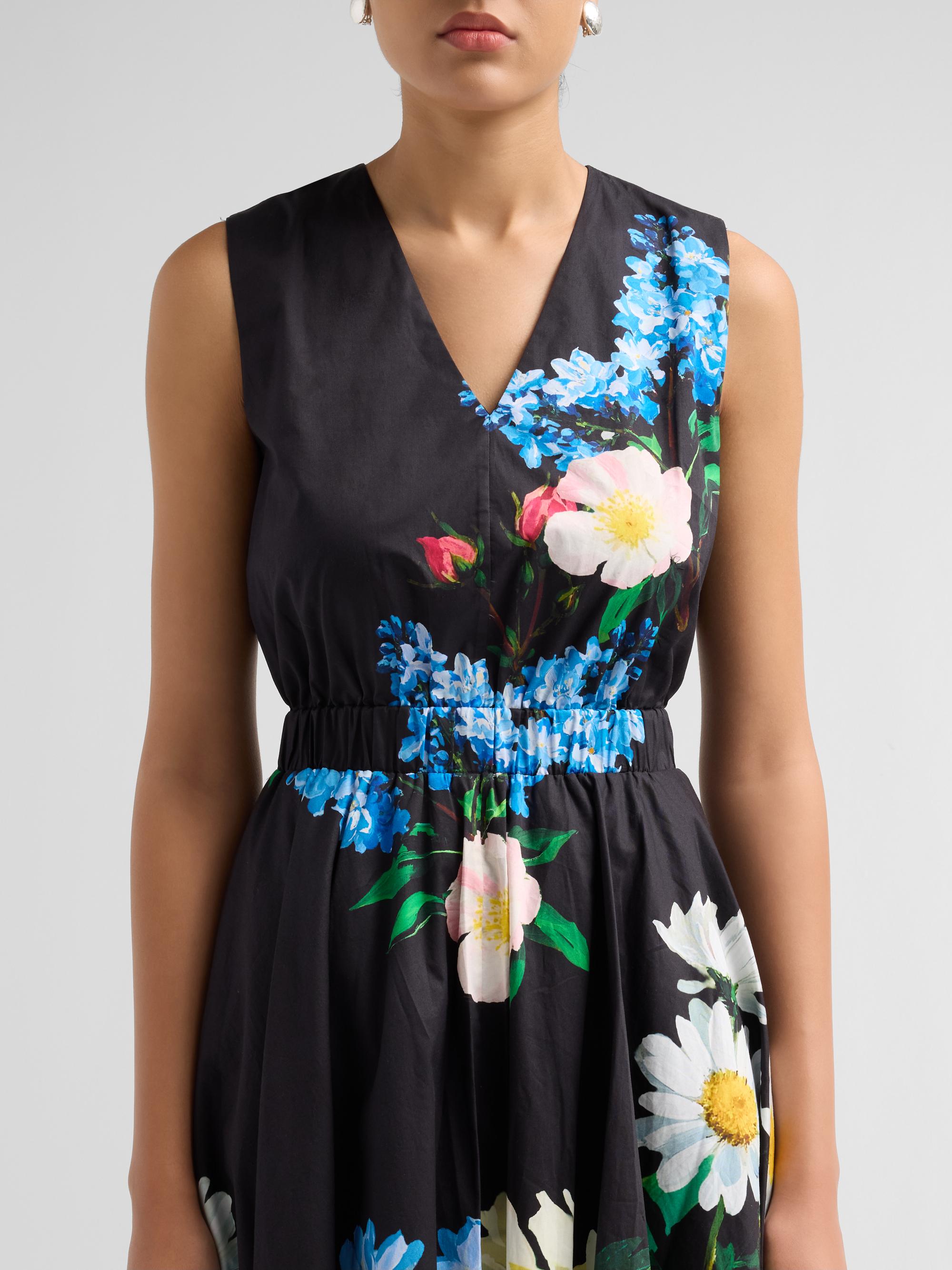Elie Tahari Women's July The Athena Floral Pleated Midi Dress - Moon Flower Print | Thumbnail 5