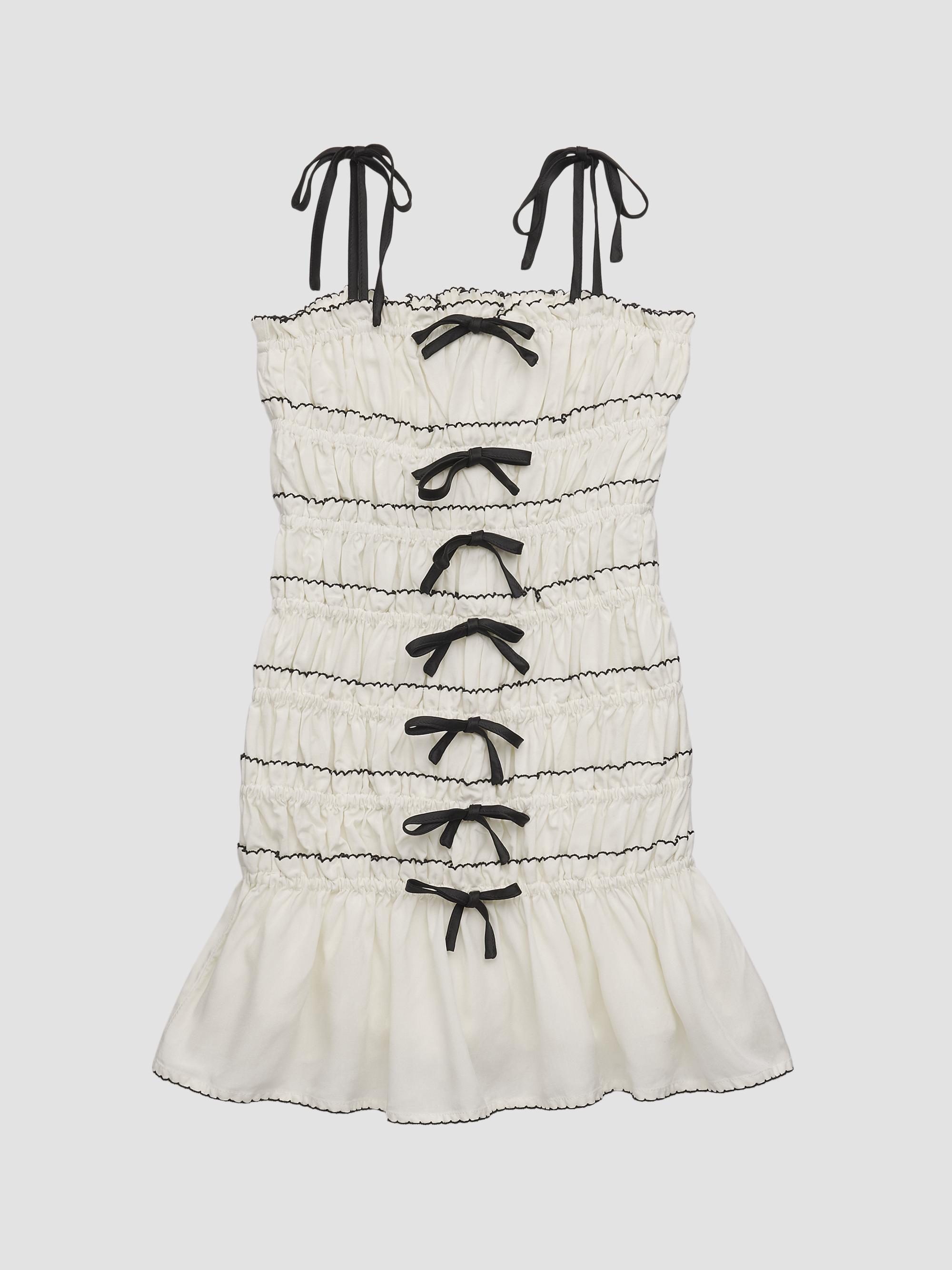 KatieJ NYC Girl's Winnie Multi-Bow Smocked Dress - Vintage White | Thumbnail 4