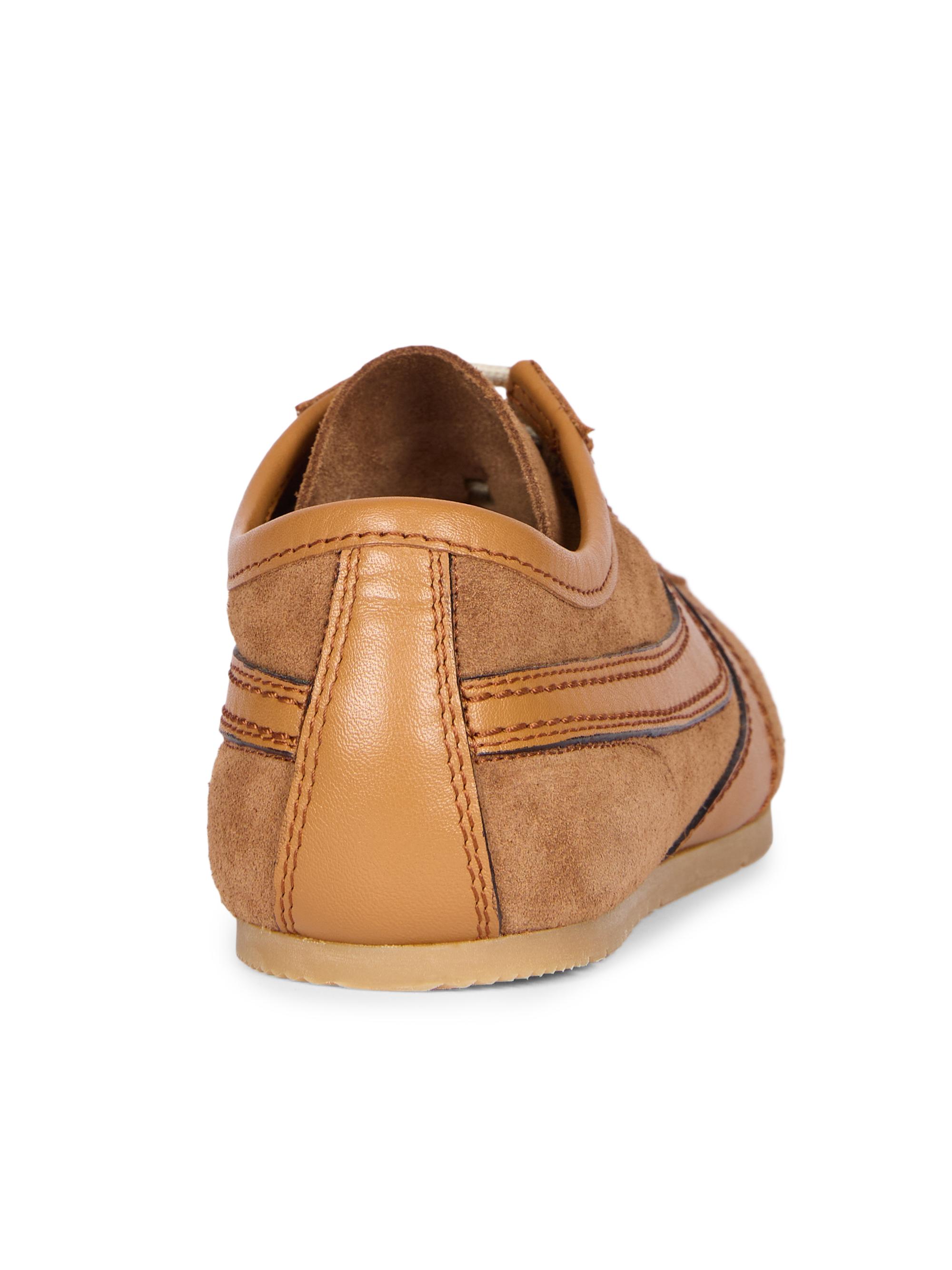 Dries Van Noten Women's Round-Toe Suede Low-Top Sneakers - Tan | Thumbnail 3