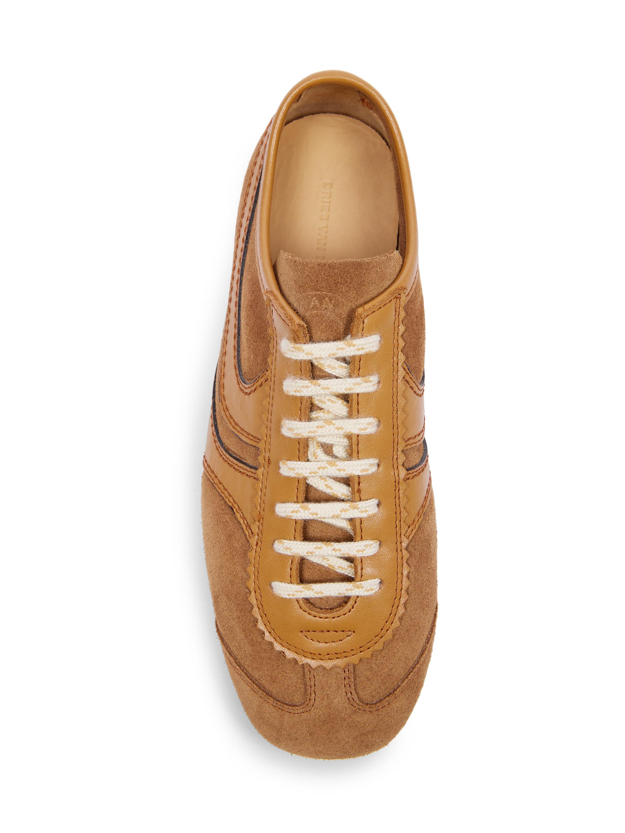 Dries Van Noten Women's Round-Toe Suede Low-Top Sneakers - Tan | Thumbnail 4