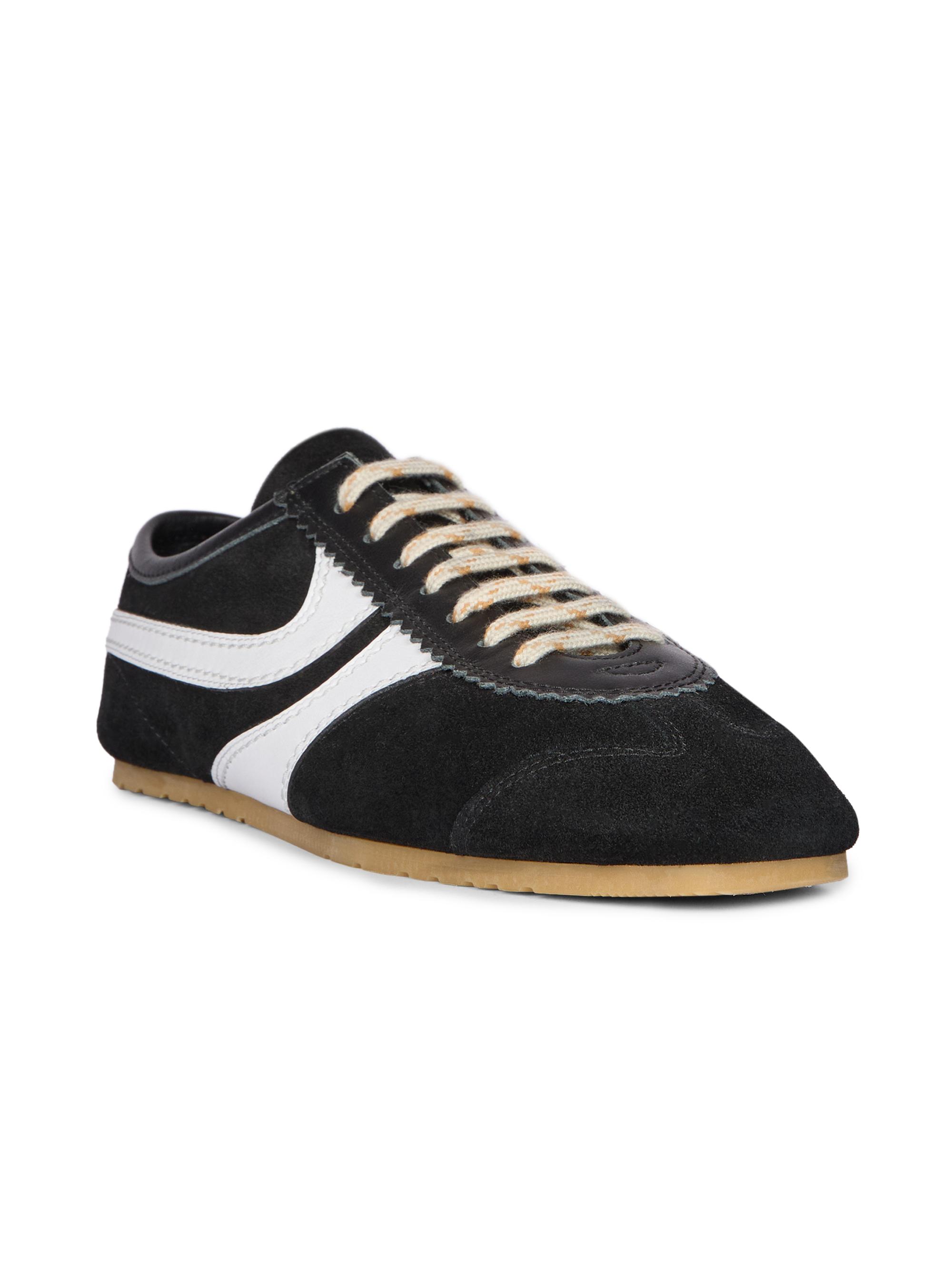 Dries Van Noten Women's Suede Low-Top Sneakers - Black White | Thumbnail 2
